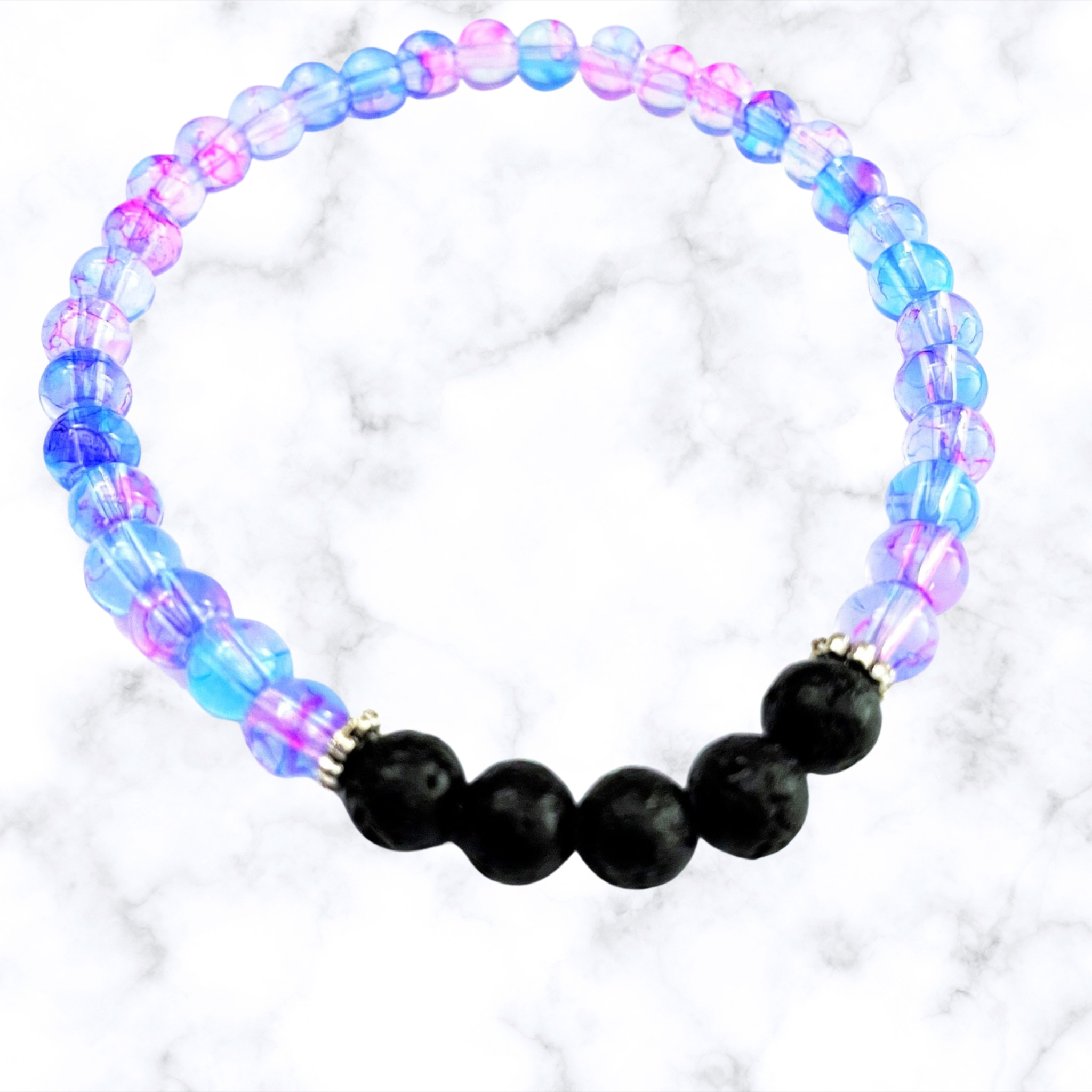 Black Lava Stone Stretchy Bracelet