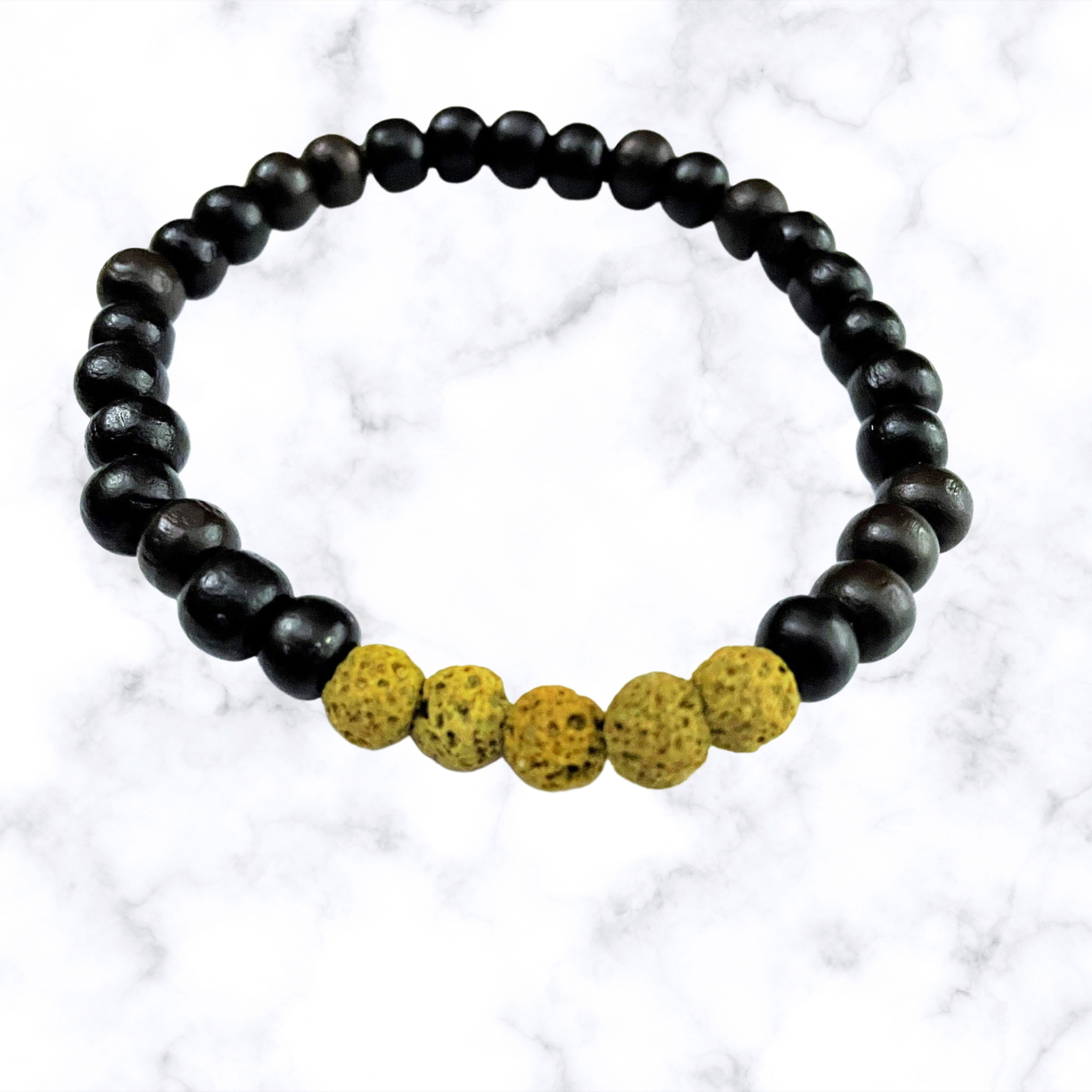 Lava Stone and Wooden Bead Bracelet