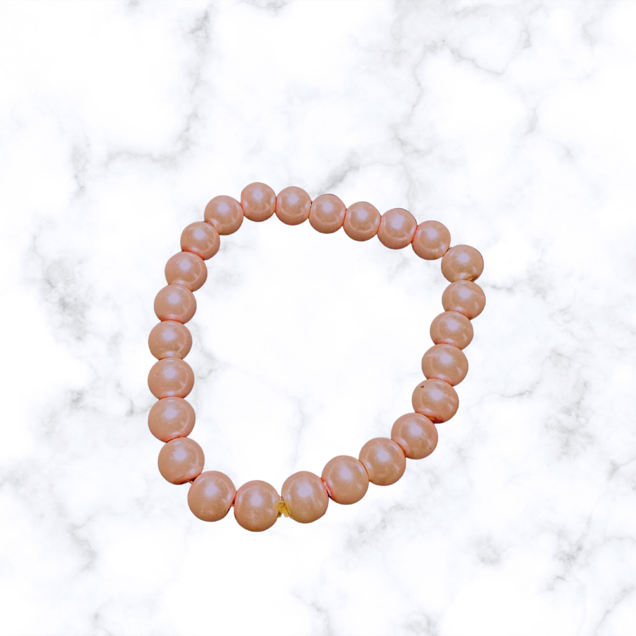 Baby Pink Glass Pearl Stretchy Bracelet
