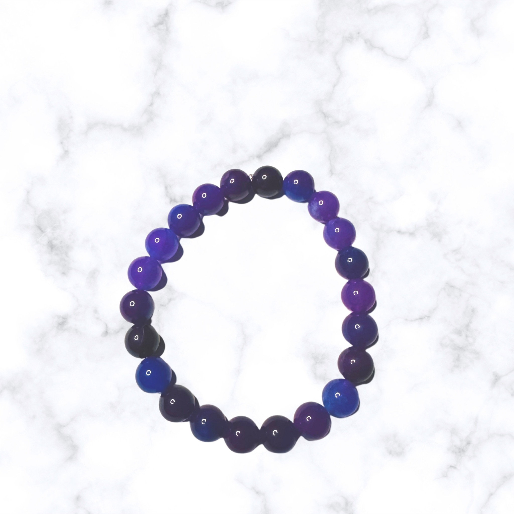 Purple Blue Glass Stretchy Bracelet