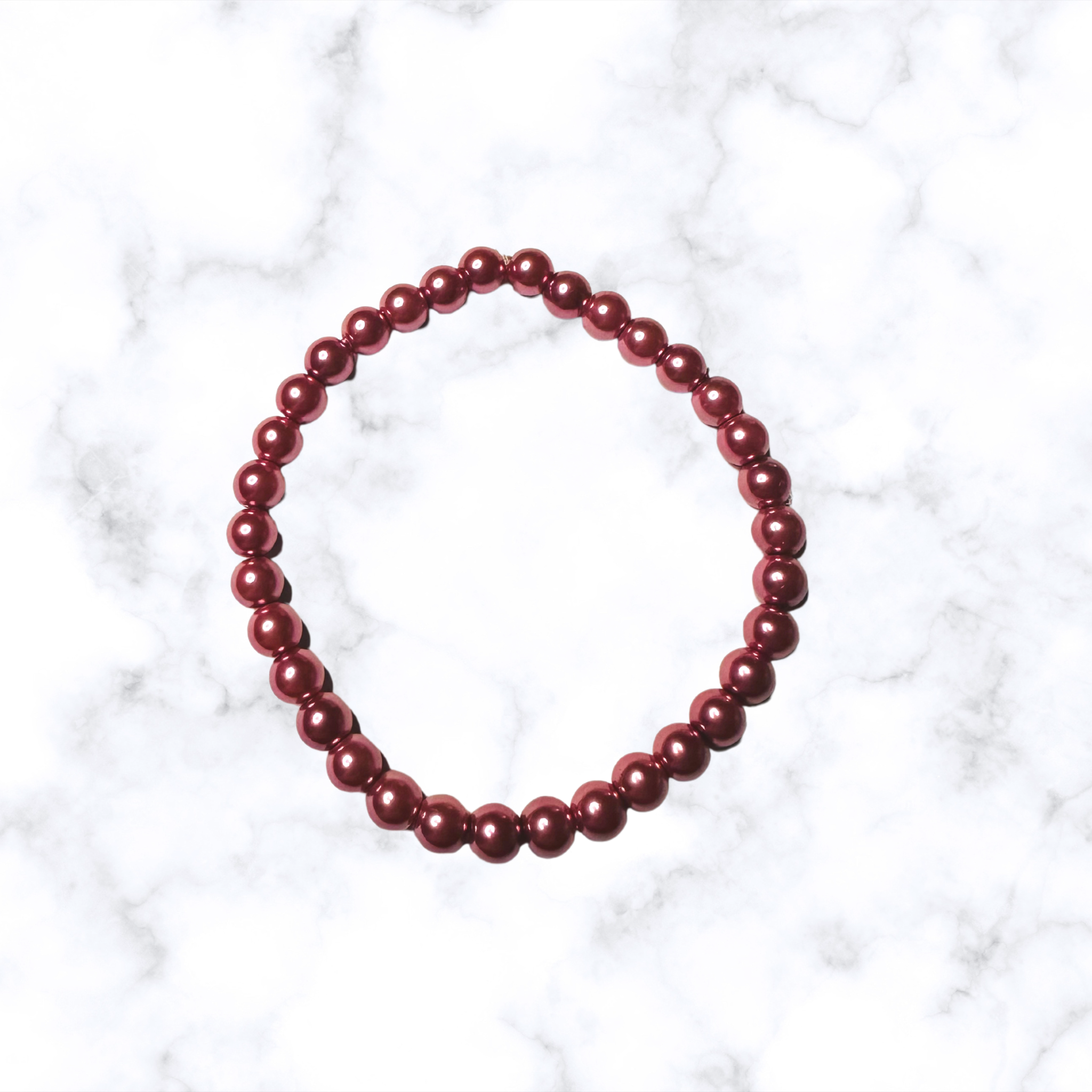 Dusty Pink Glass Pearl Stretchy Bracelet