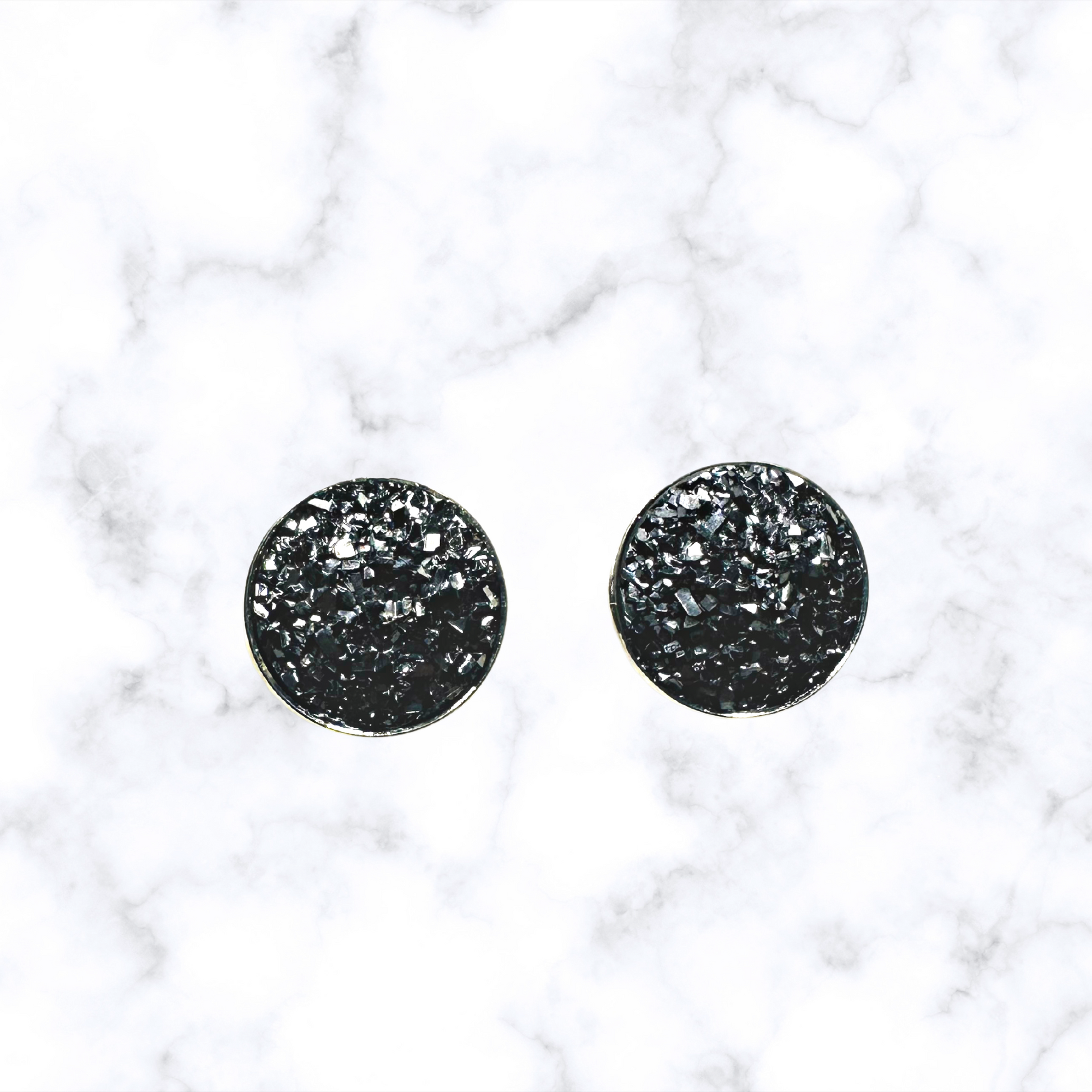 12mm Druzy Silver Post Earrings