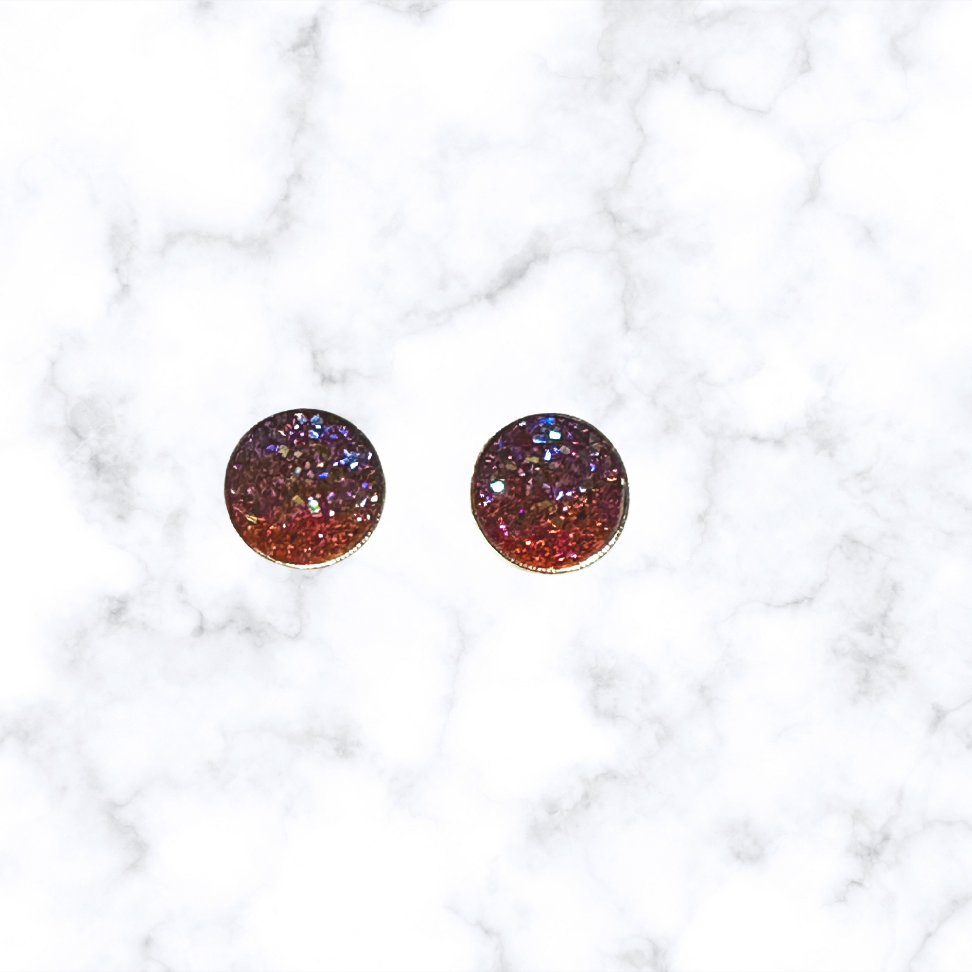 12mm Druzy Silver Post Earrings