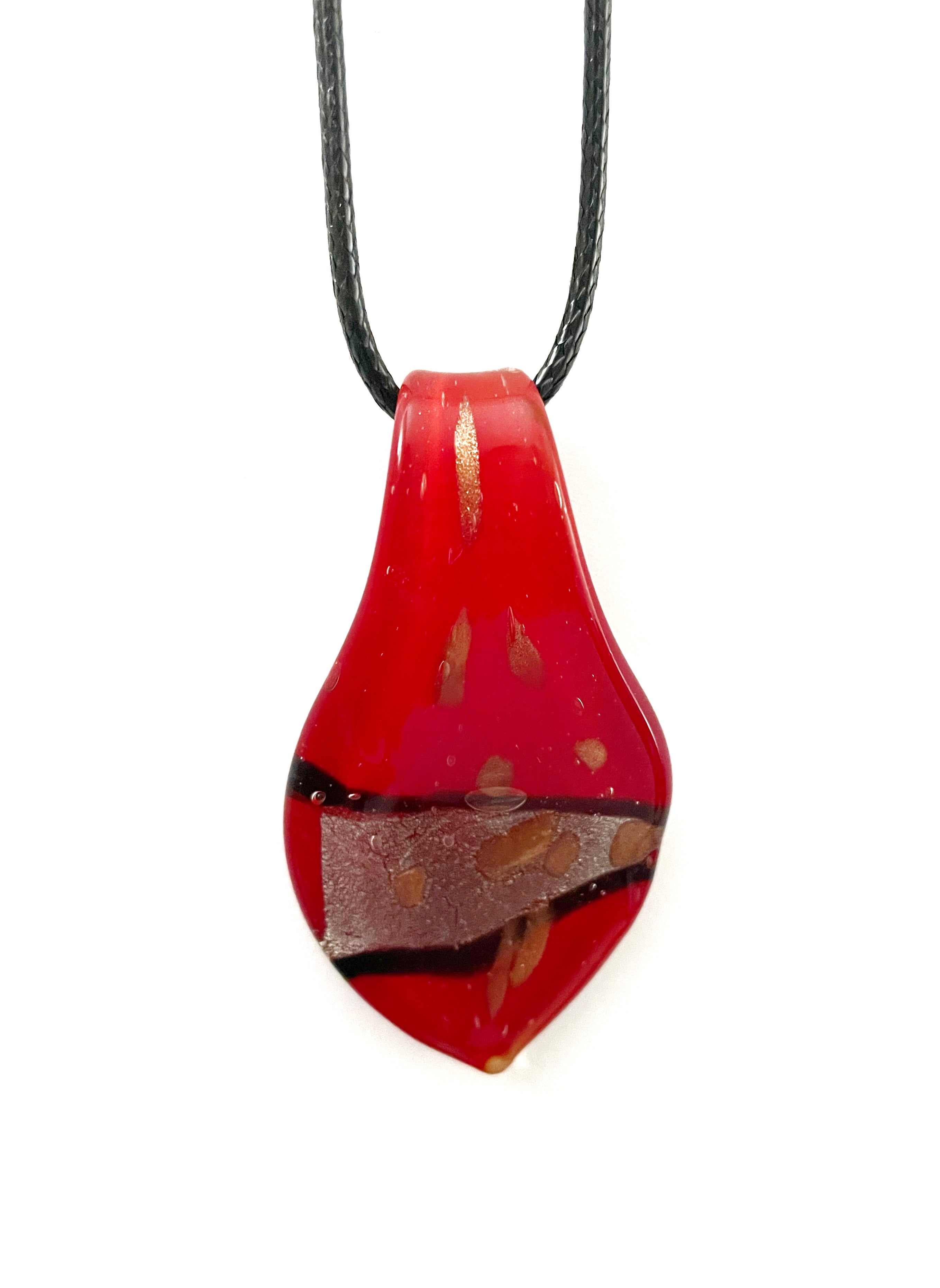 Red with Silver Foil Glass Necklace