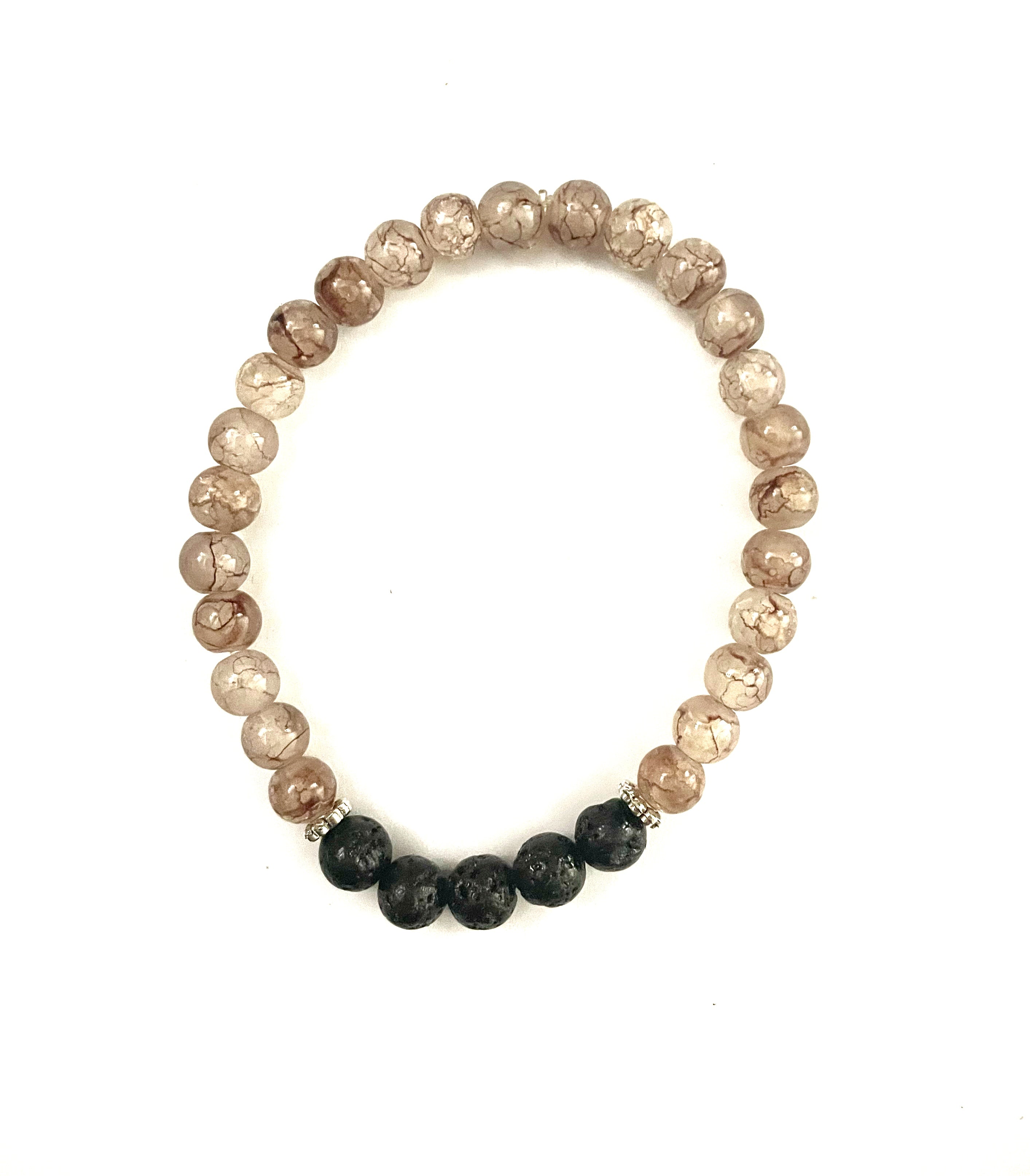 Chocolate Veins and Black Lava Stone Bracelet