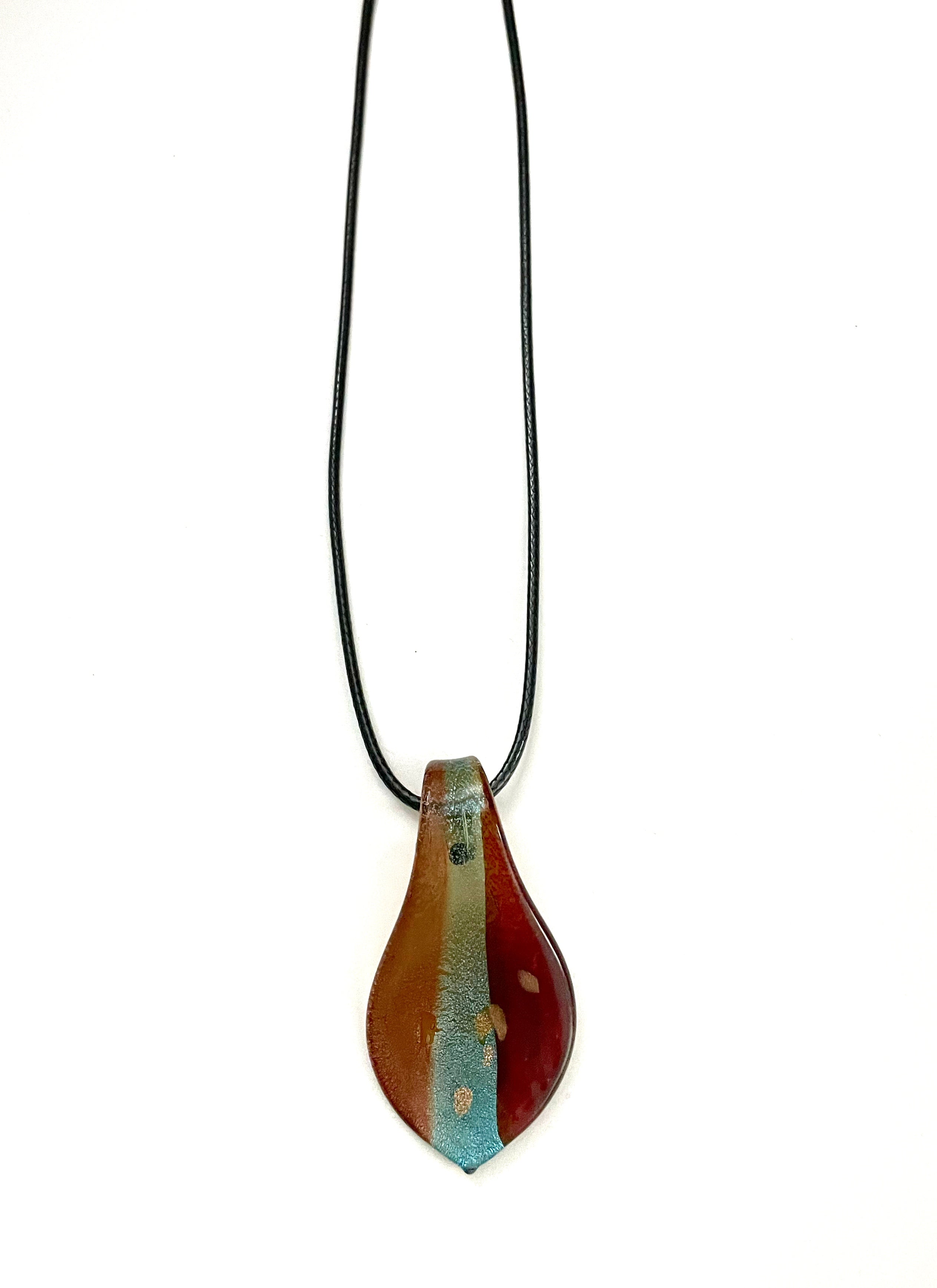 Purple and Blue with Gold Flakes Glass Necklace