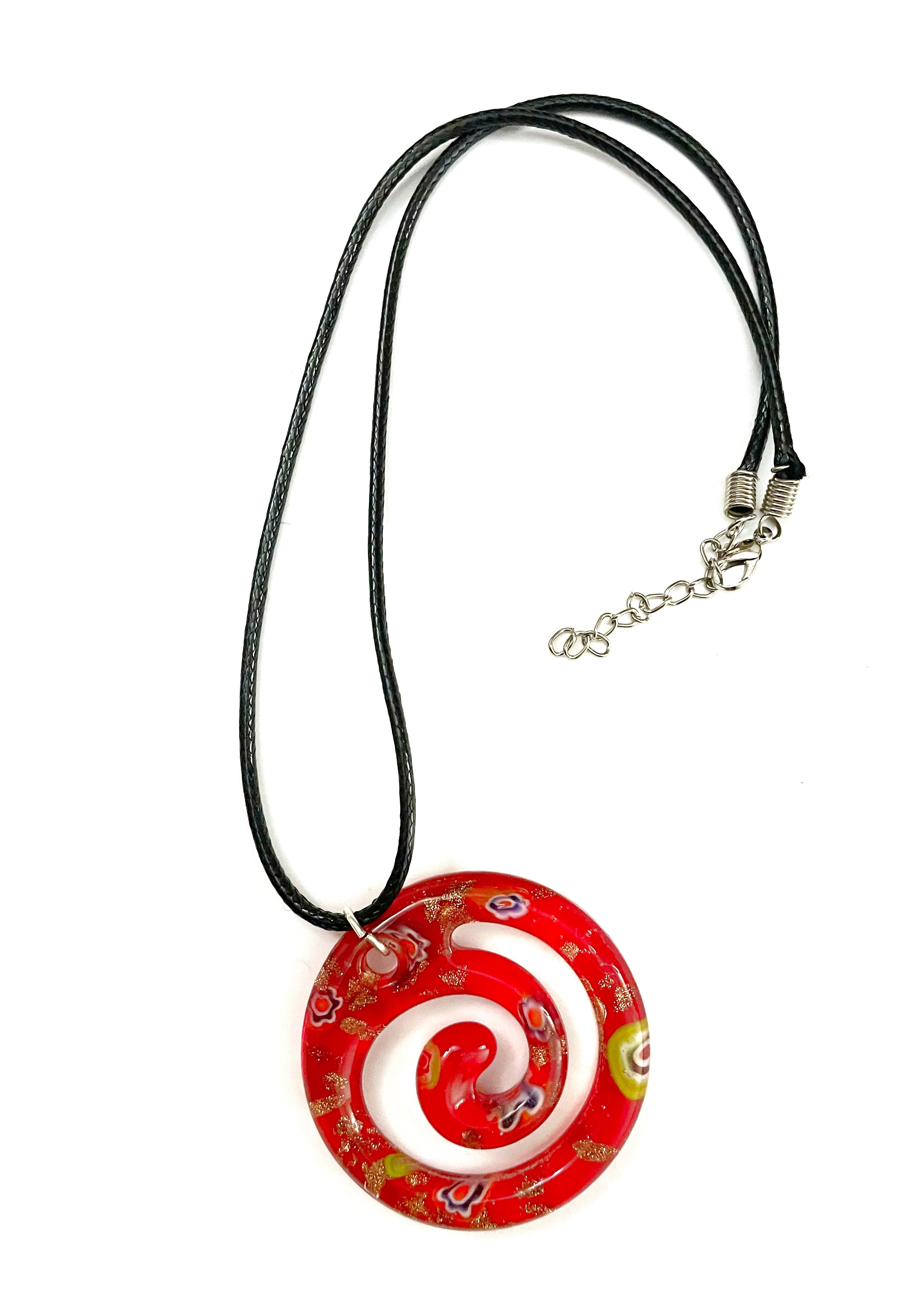 Red and Gold Foil Glass Necklace