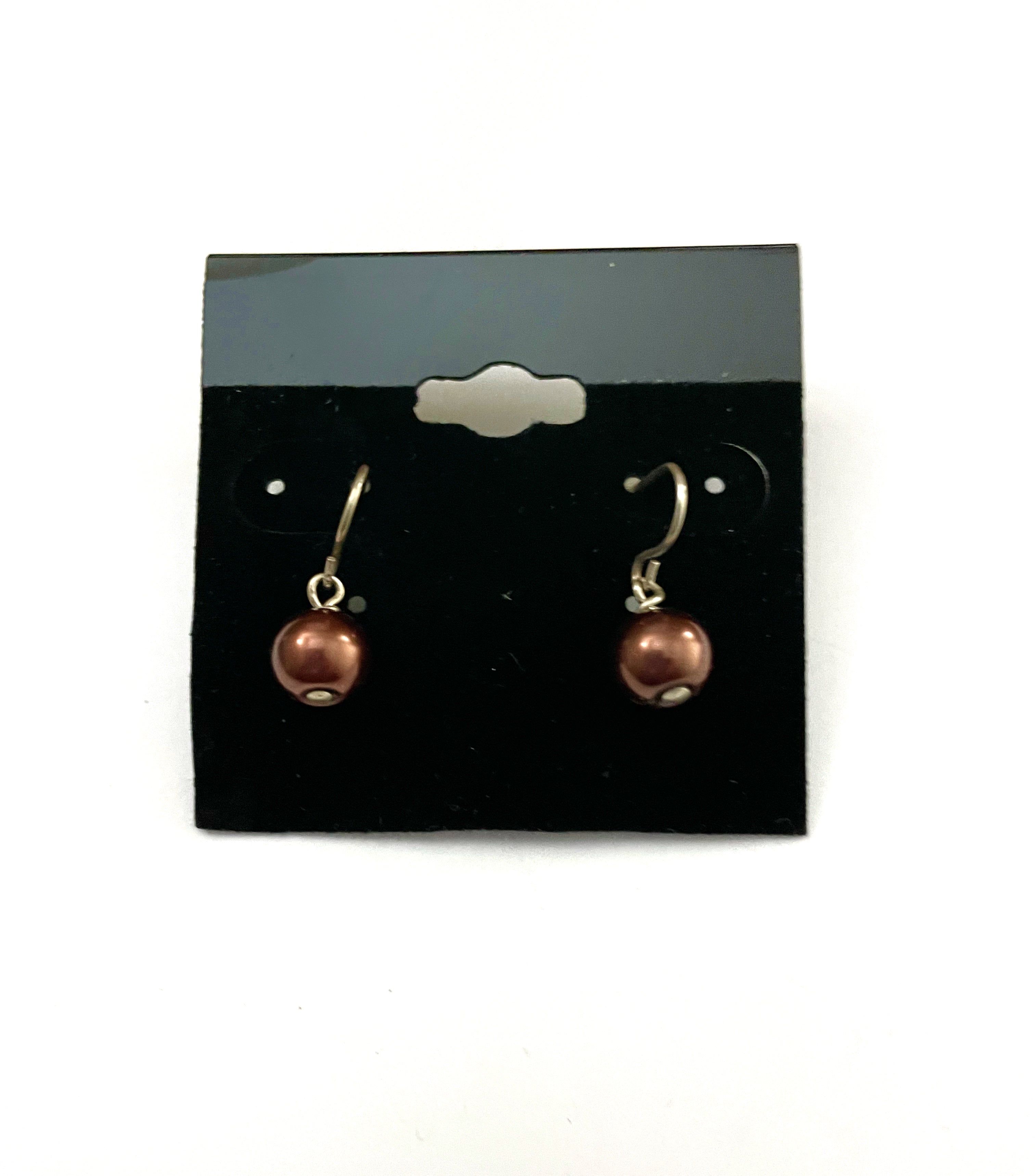 Chocolate Brown Glass Pearl Earrings