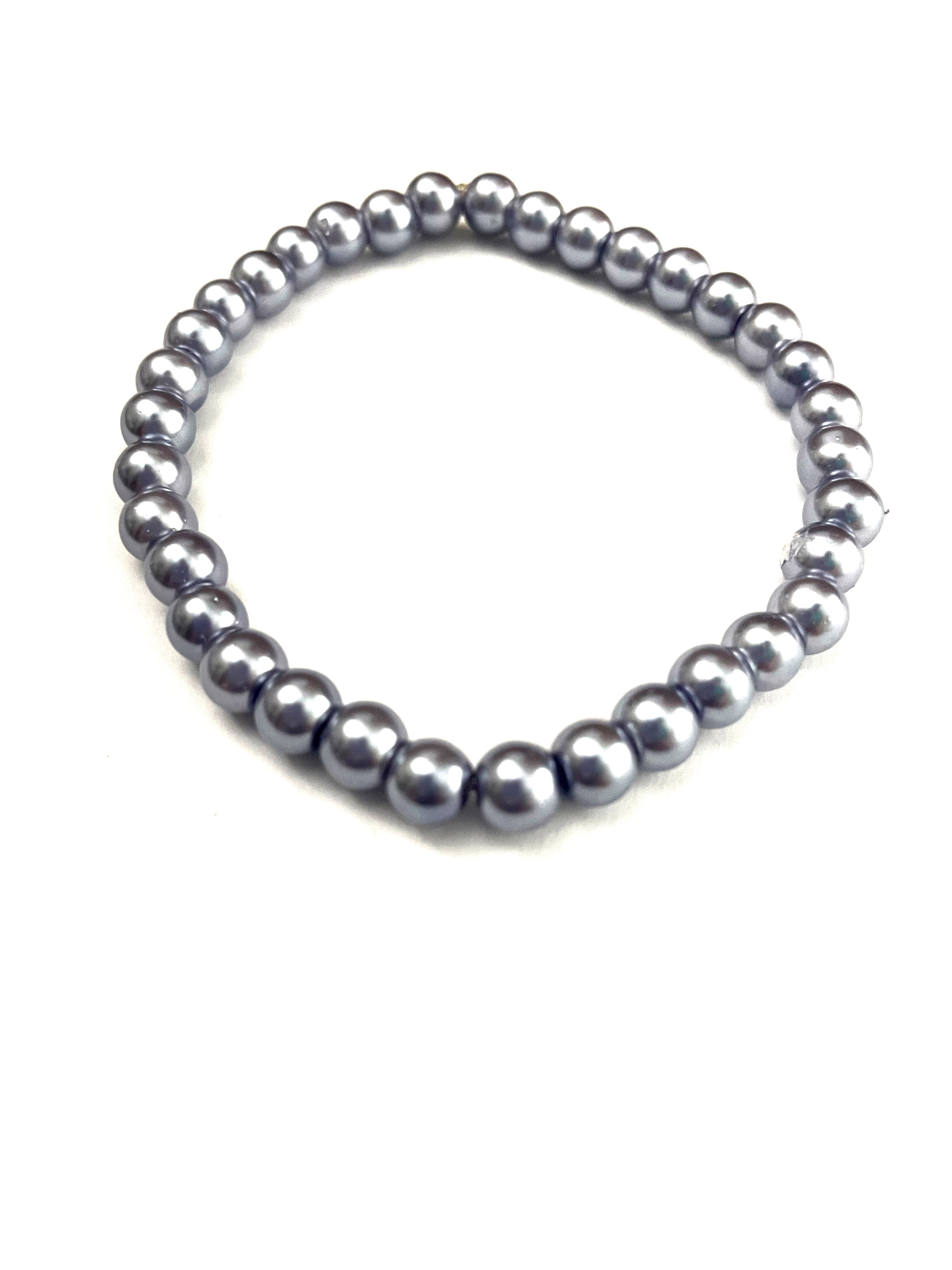Blue Purple Glass Pearl Stretchy Bracelet