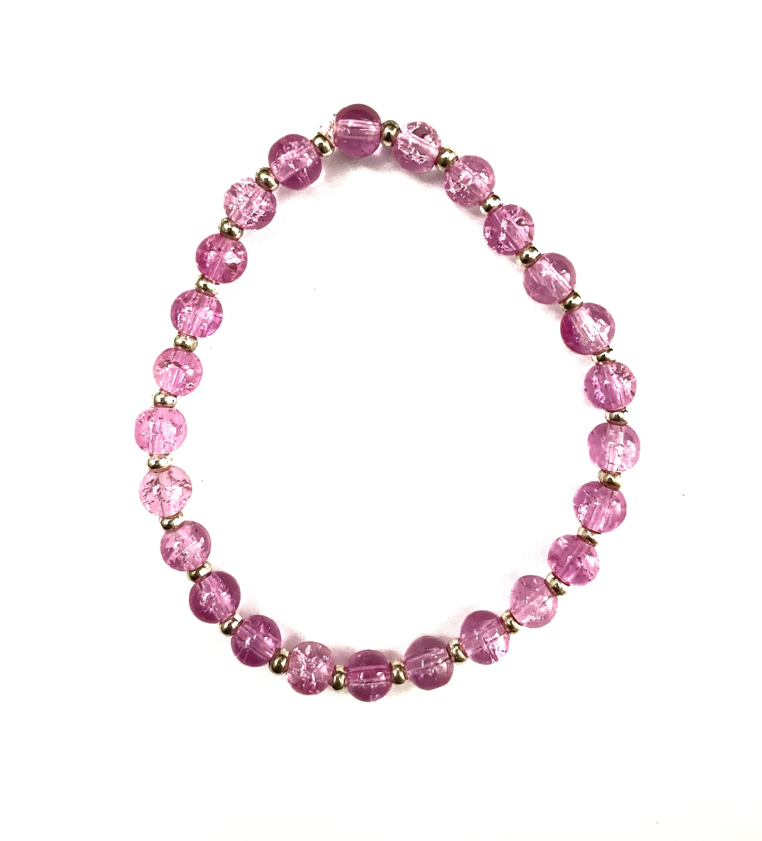 Pink Crackled Stretchy Bracelet