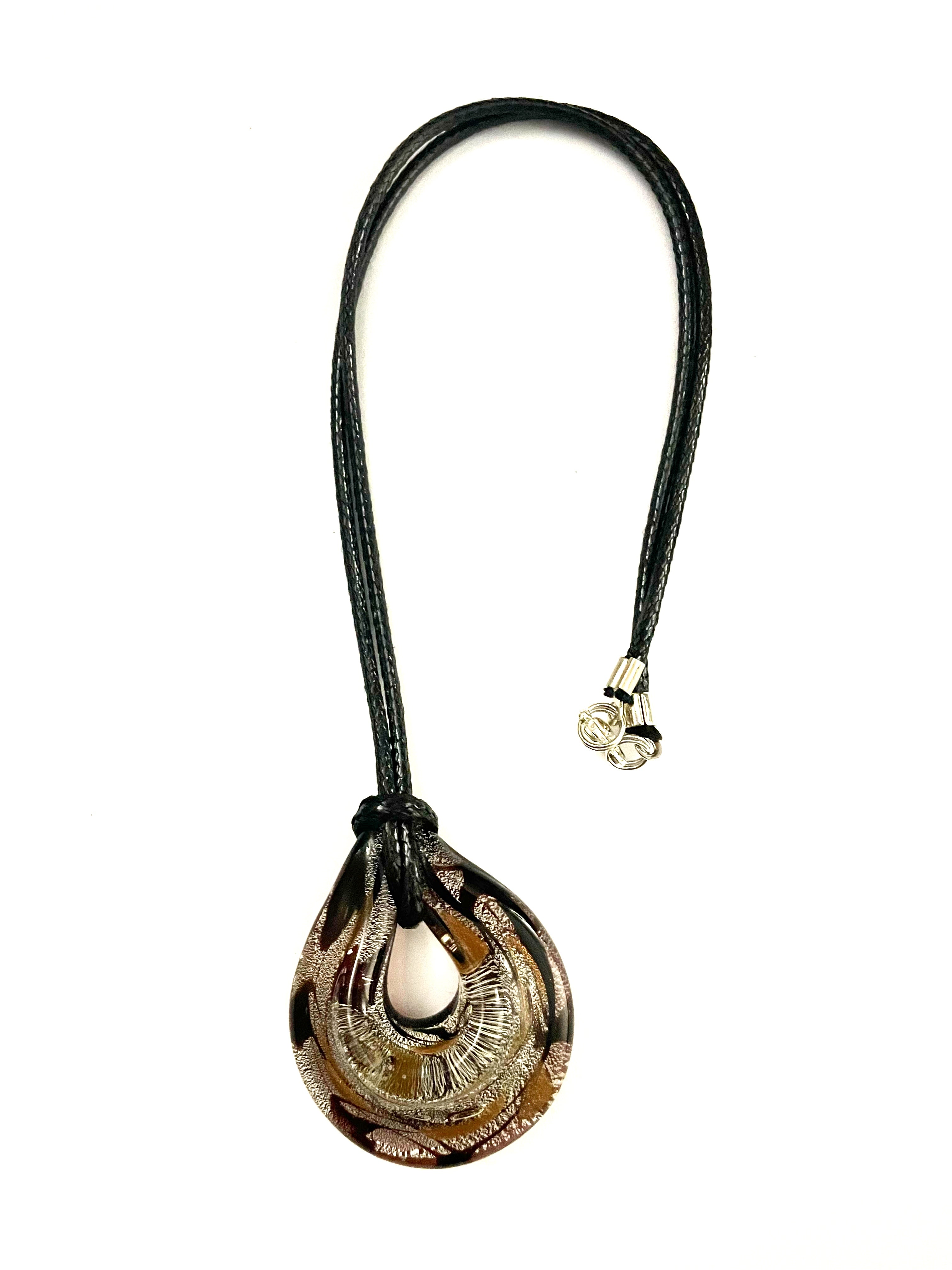 Silver with Gold Glass Necklace