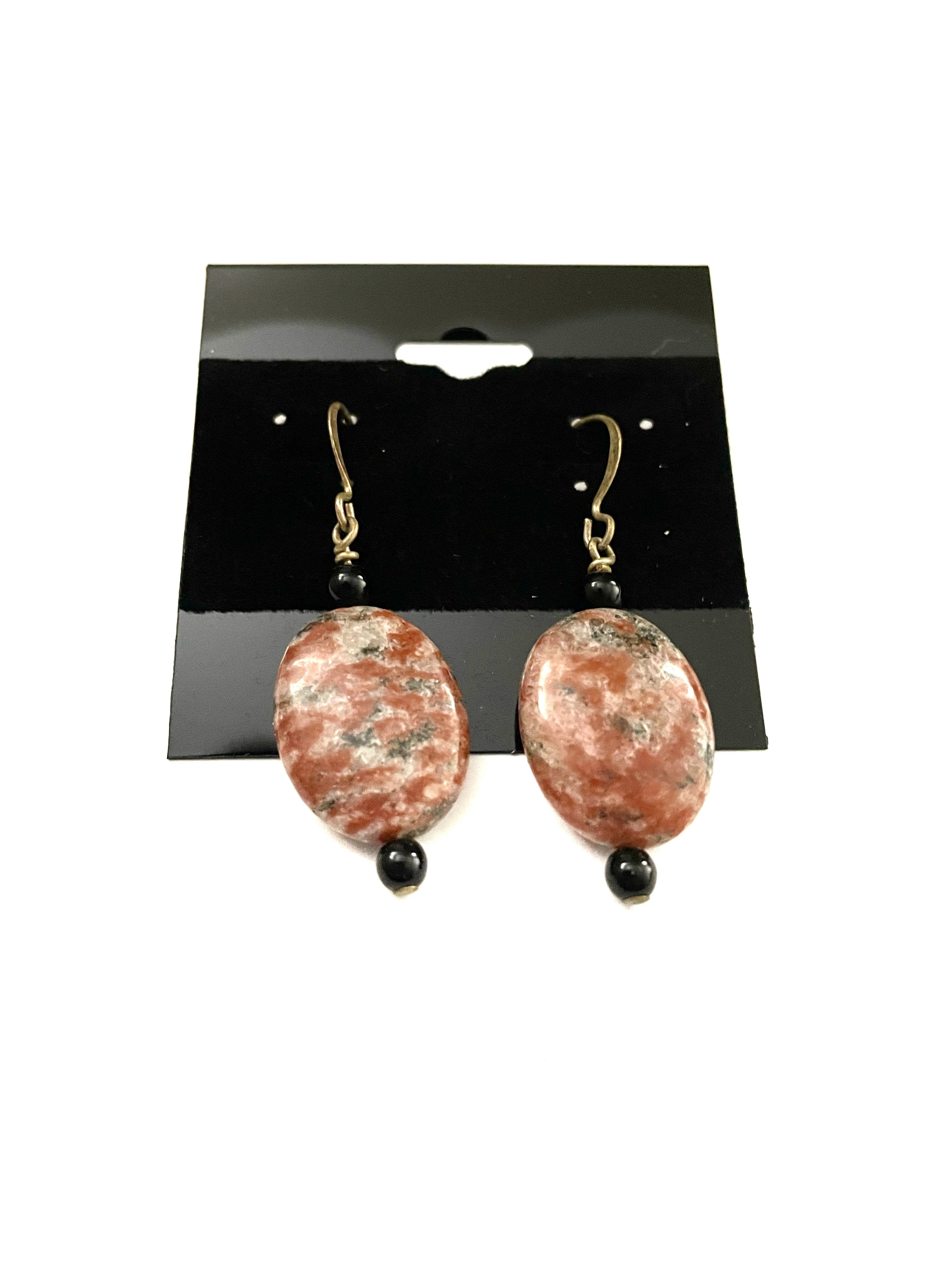 Red Flake Jasper  Dangle Earrings