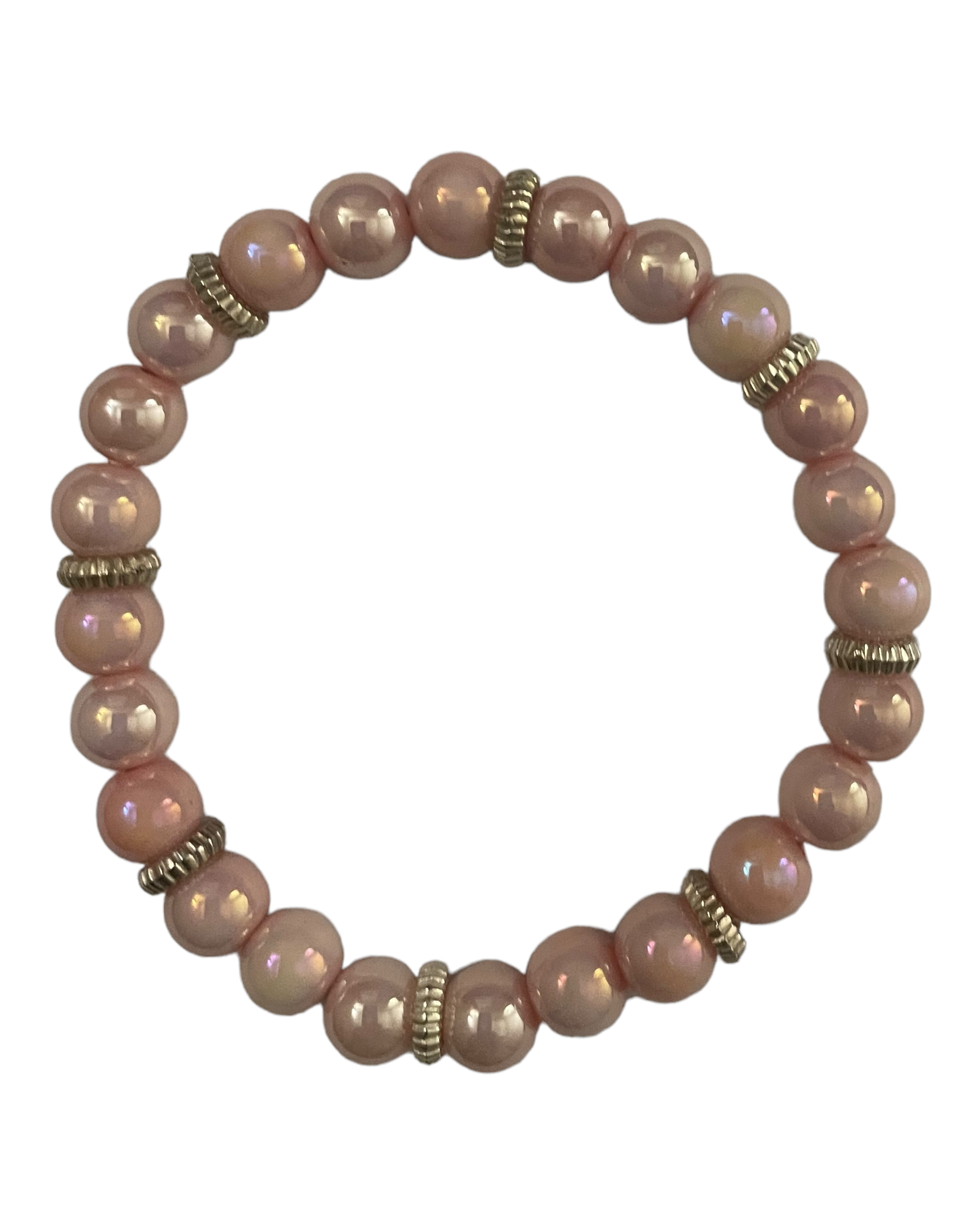 Pink and Light Blue on White Stacked Bracelet