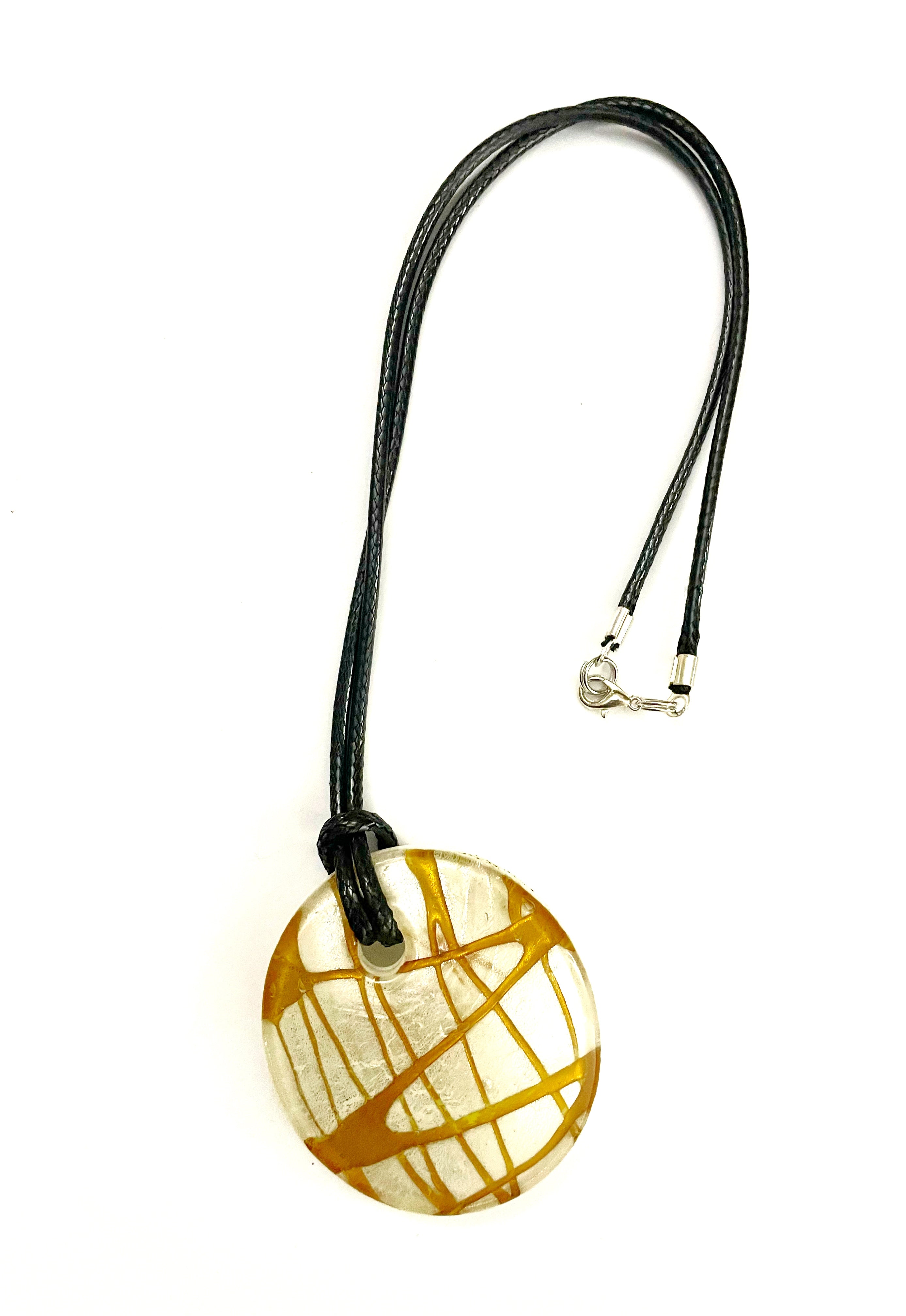 Silver and Yellow Glass Necklace