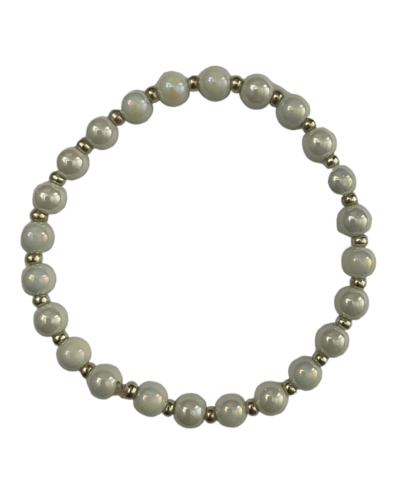 Pink and Light Blue on White Stacked Bracelet