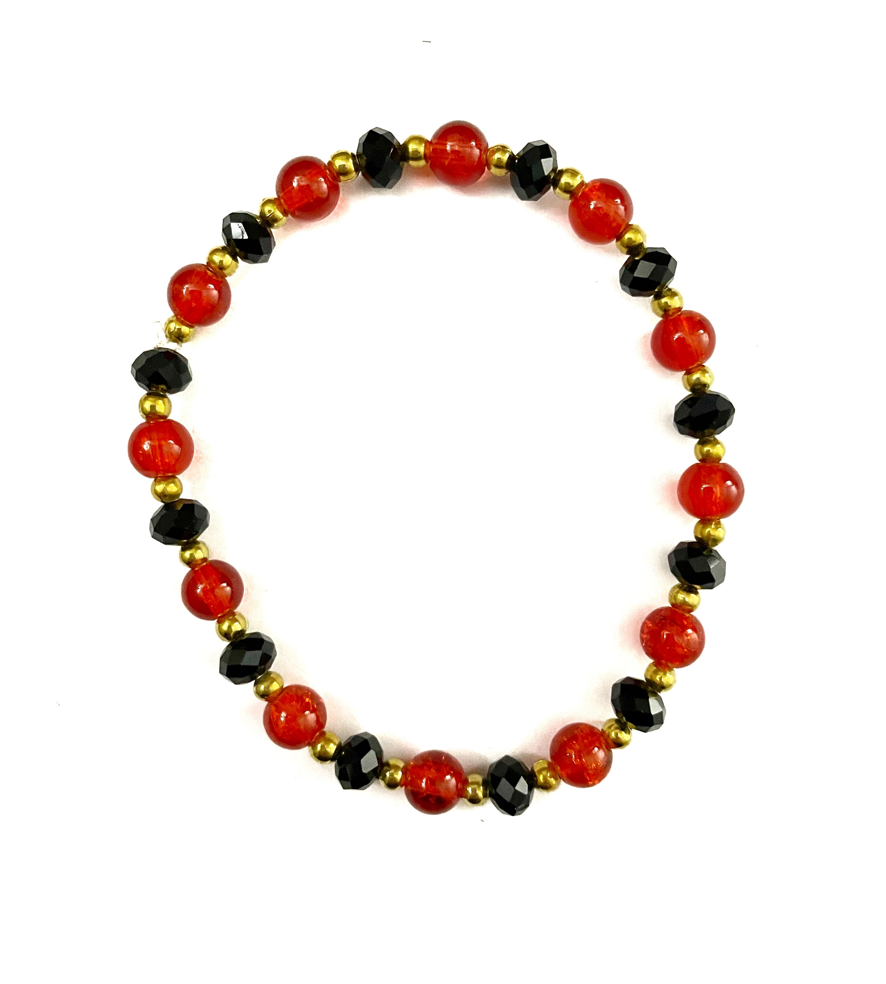 Red Glass Bead Stretchy Bracelet