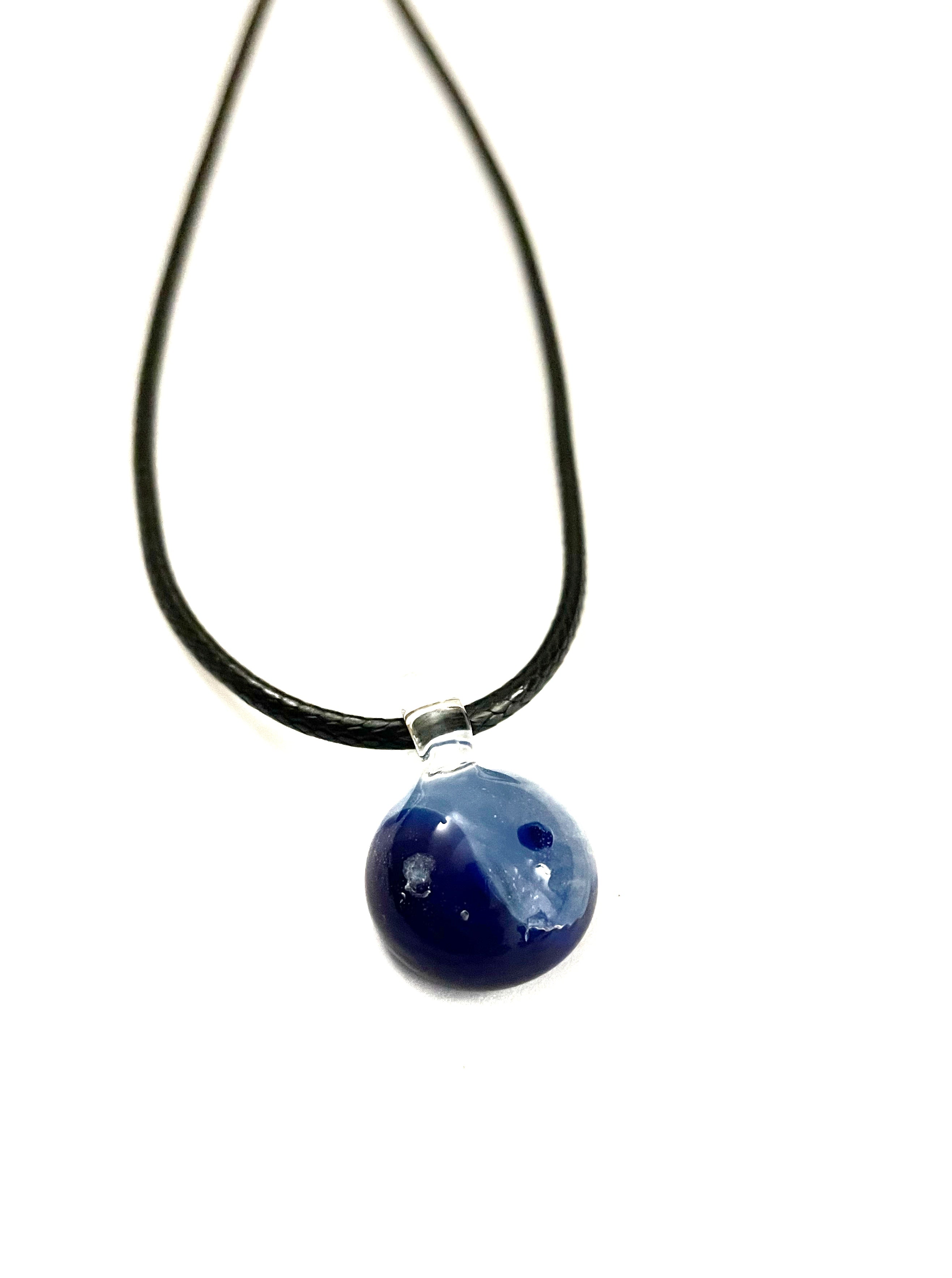 Blue Yin Yang Glass Necklace