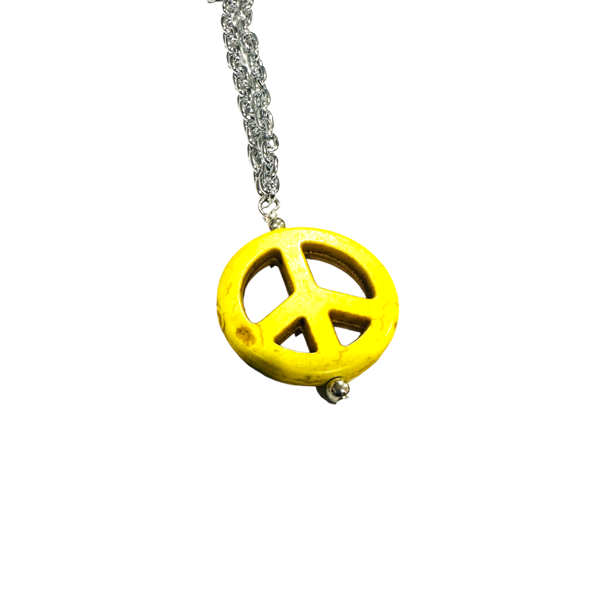 Peace Symbol Howlite Necklace