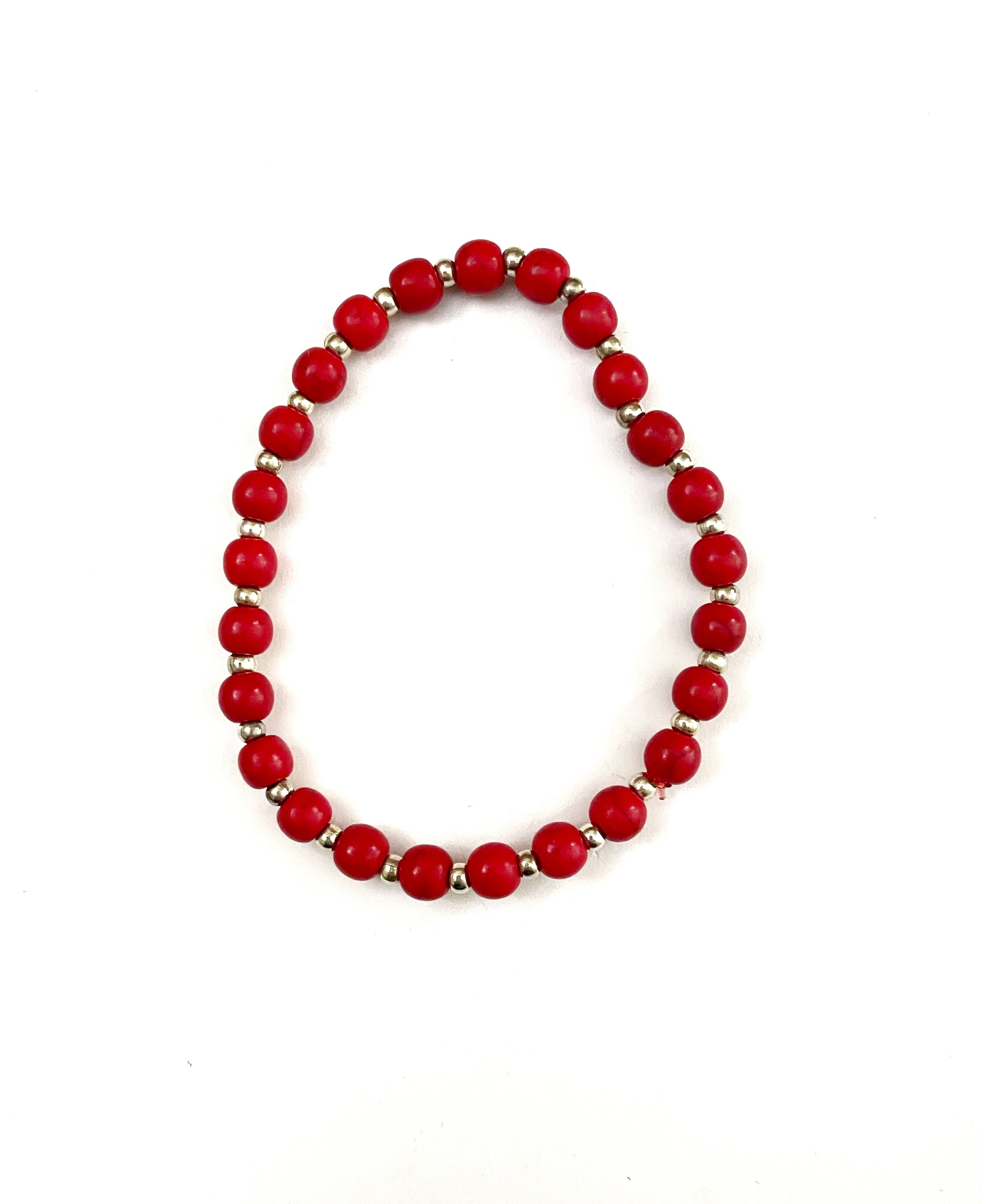 Red Howlite Bead Stretchy Bracelet