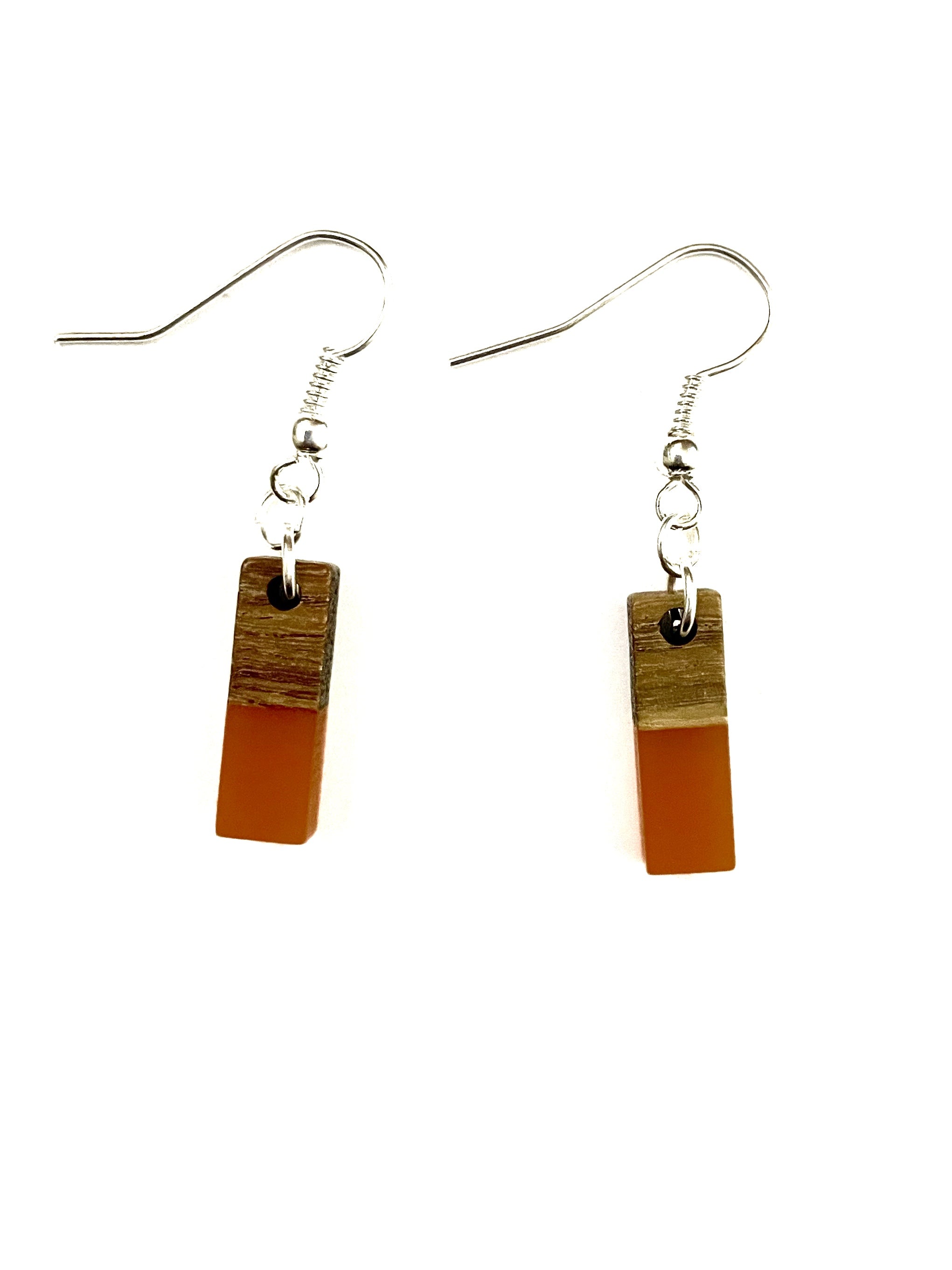 Extra Small Rectangle Resin & Wood  Earrings