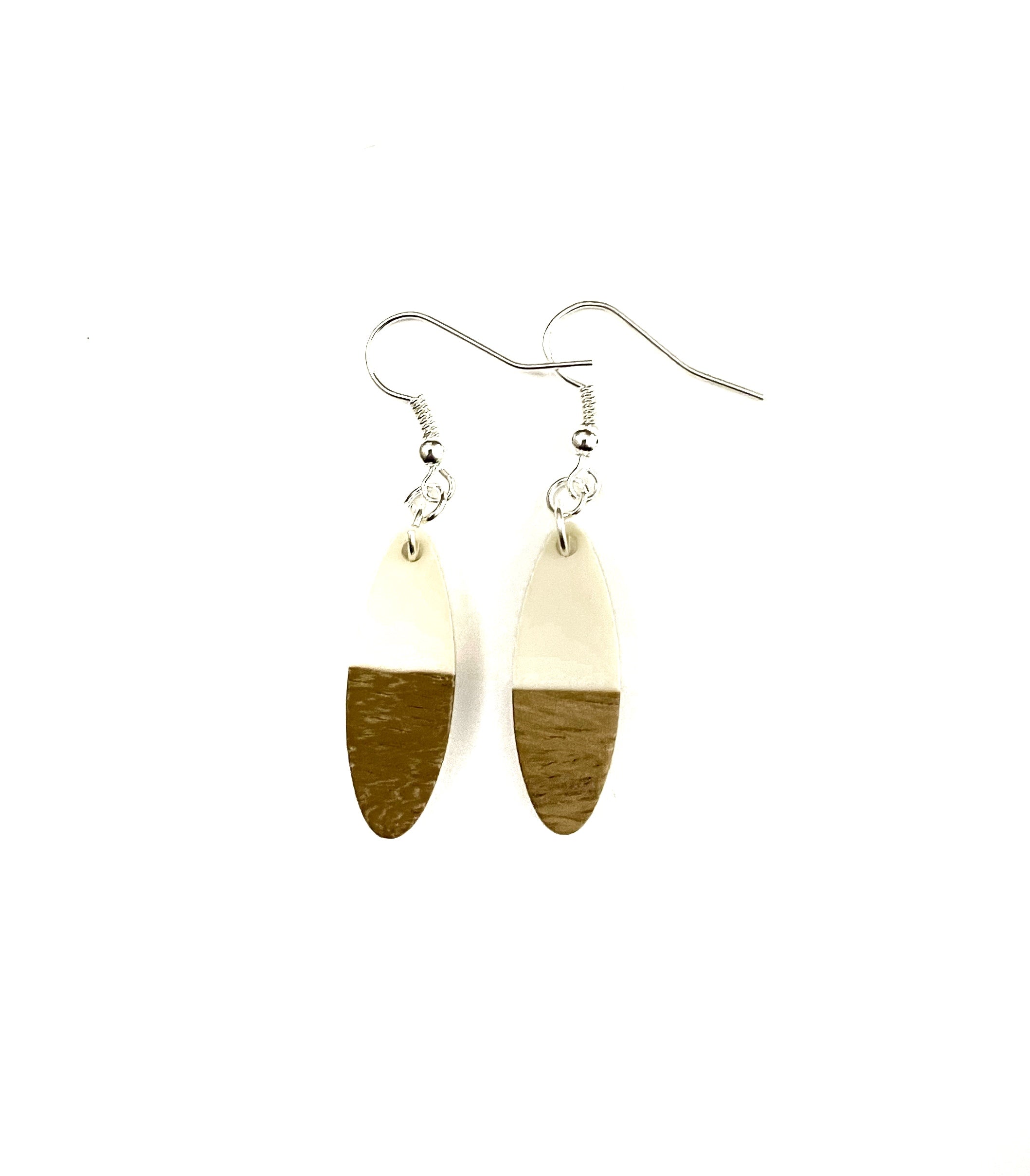 Small Oval Resin & Wood  Earrings