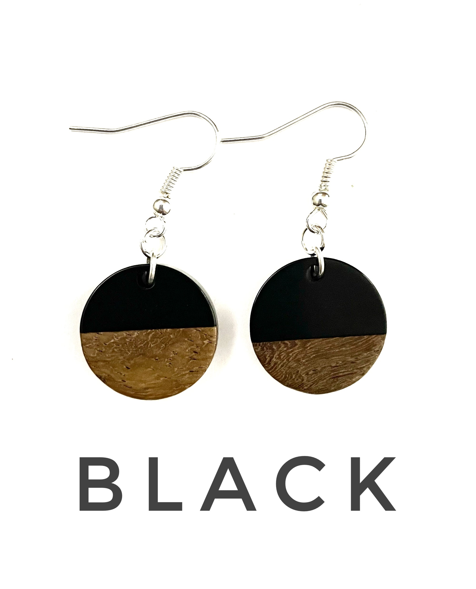 Small Circle Resin & Wood Earrings
