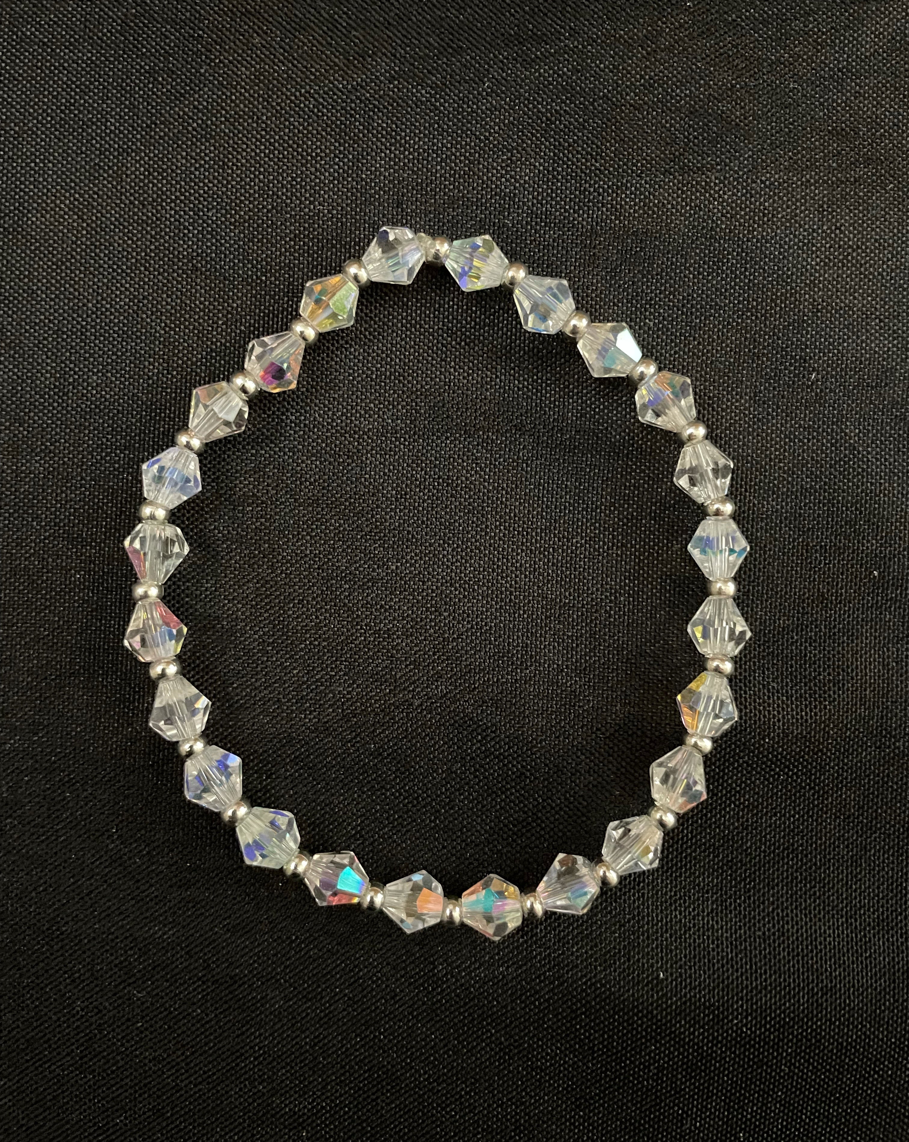 Clear Bicone Bead Stretchy Bracelet