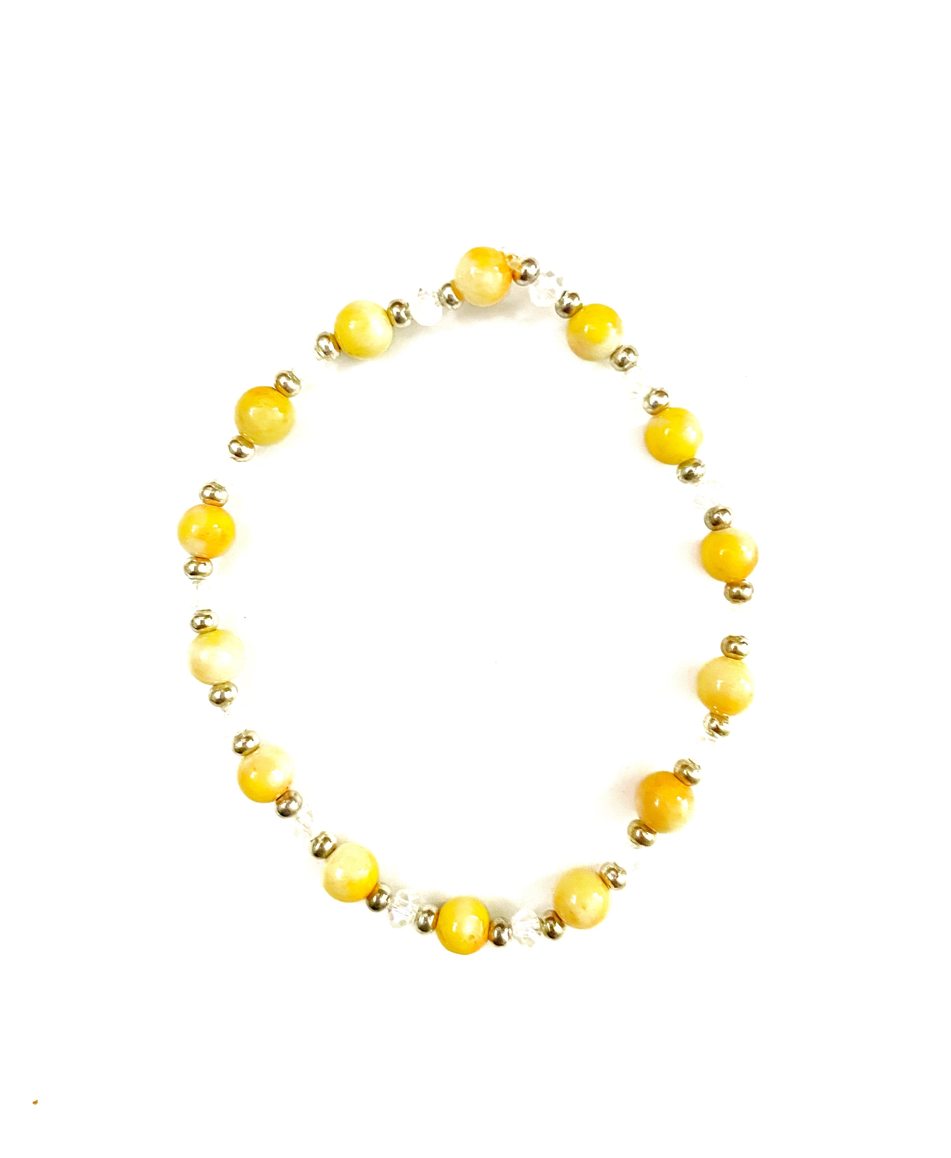Orange and Yellow Glass Bead Stretchy Bracelet