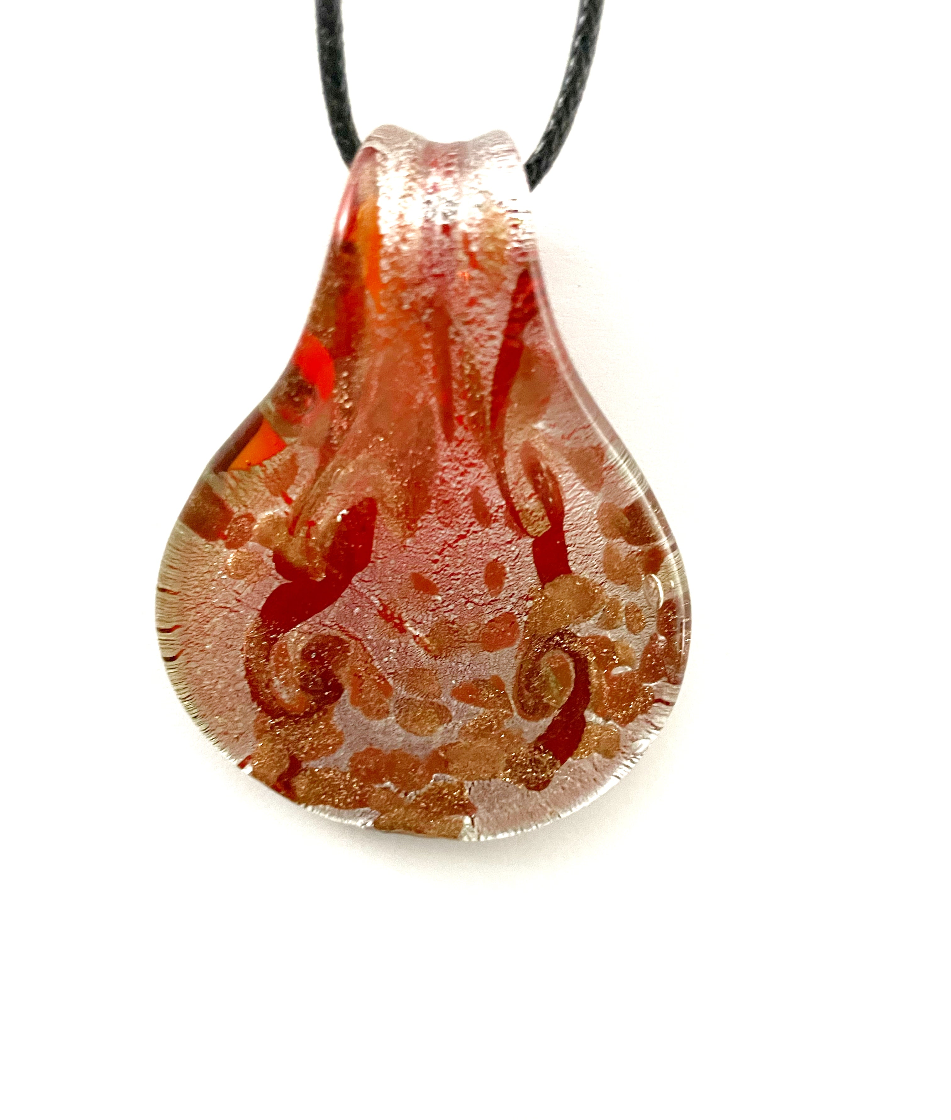 Red with Silver Foil Glass Necklace