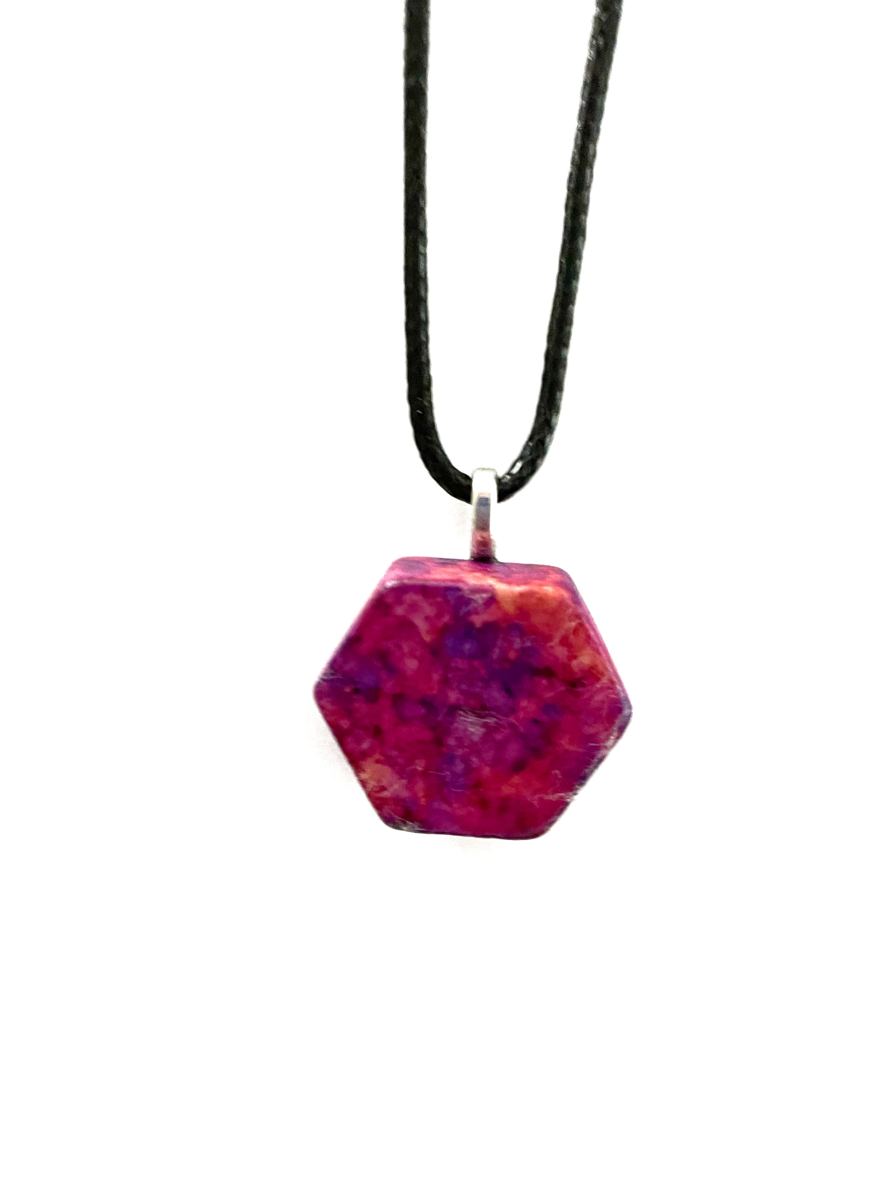 Purple and Pink Hexagon Tile Necklace