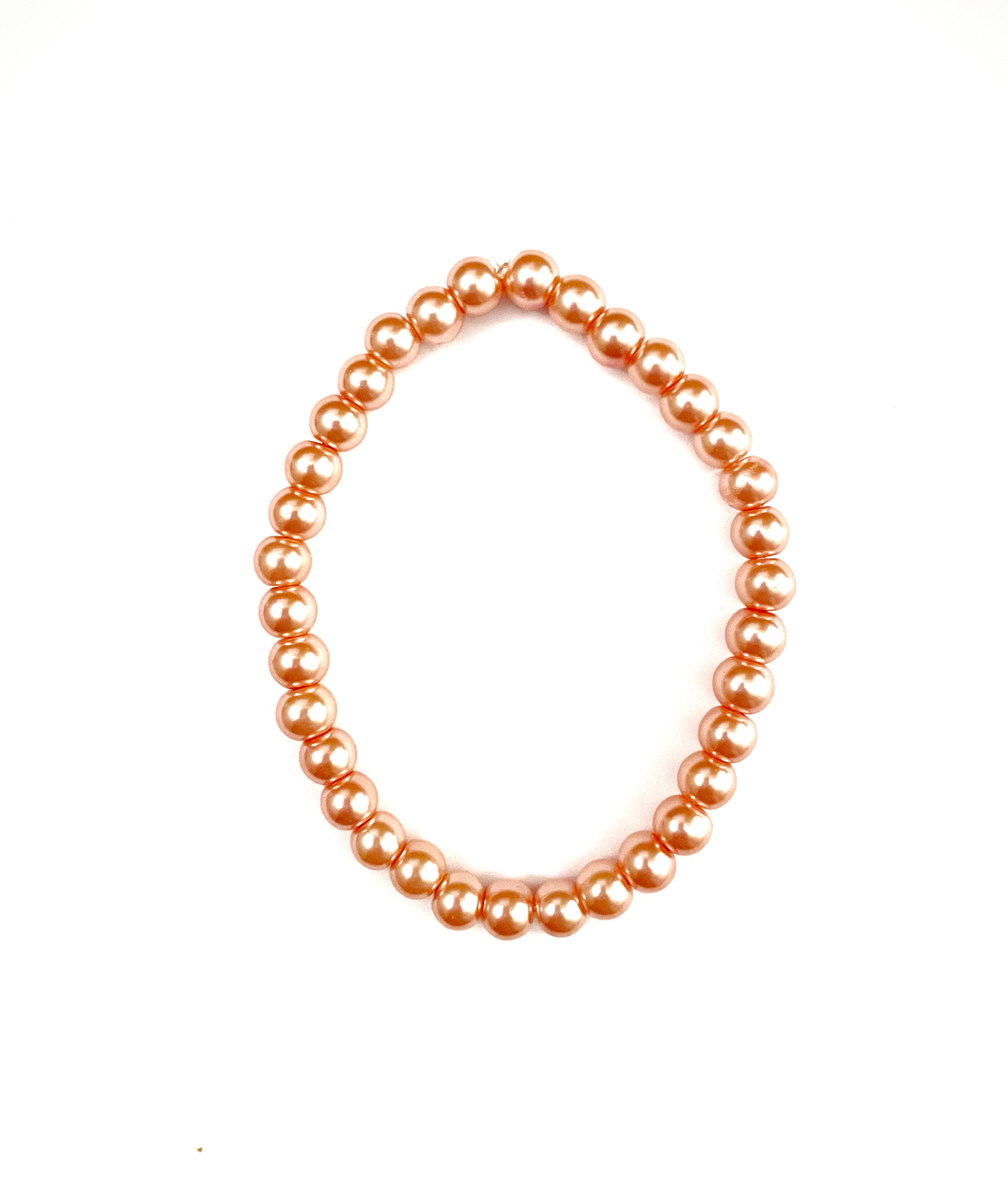 Peach Glass Pearl Stretchy Bracelet
