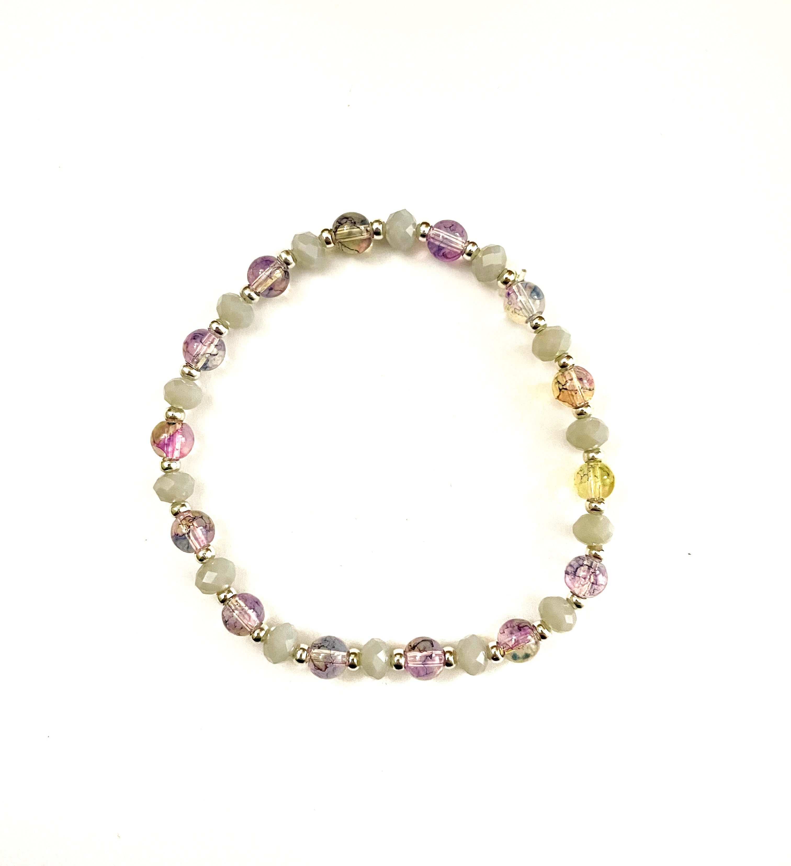 Light Purple Glass Bead Stretchy Bracelet
