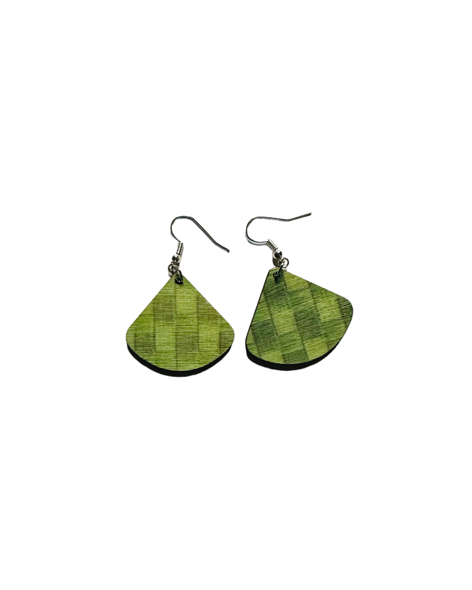 Printed Fan Shaped Wood Earrings