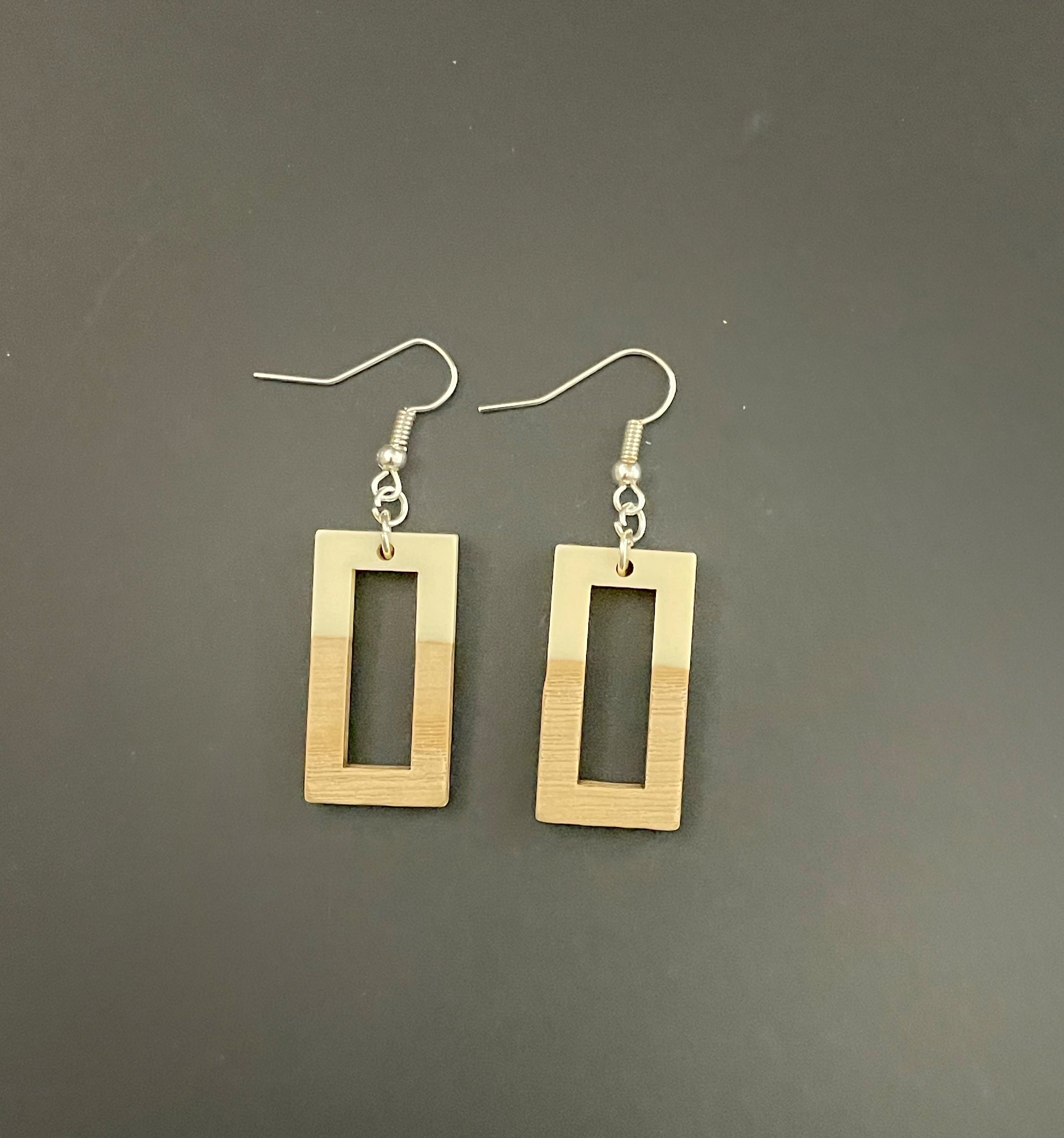 Medium Rectangle Resin & Wood Earrings