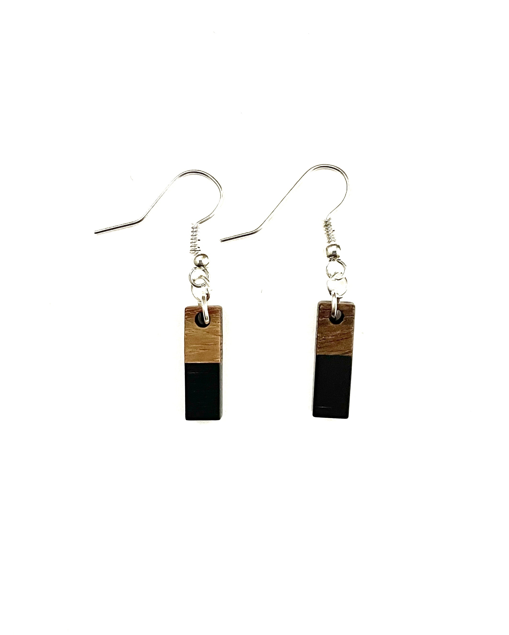 Extra Small Rectangle Resin & Wood  Earrings