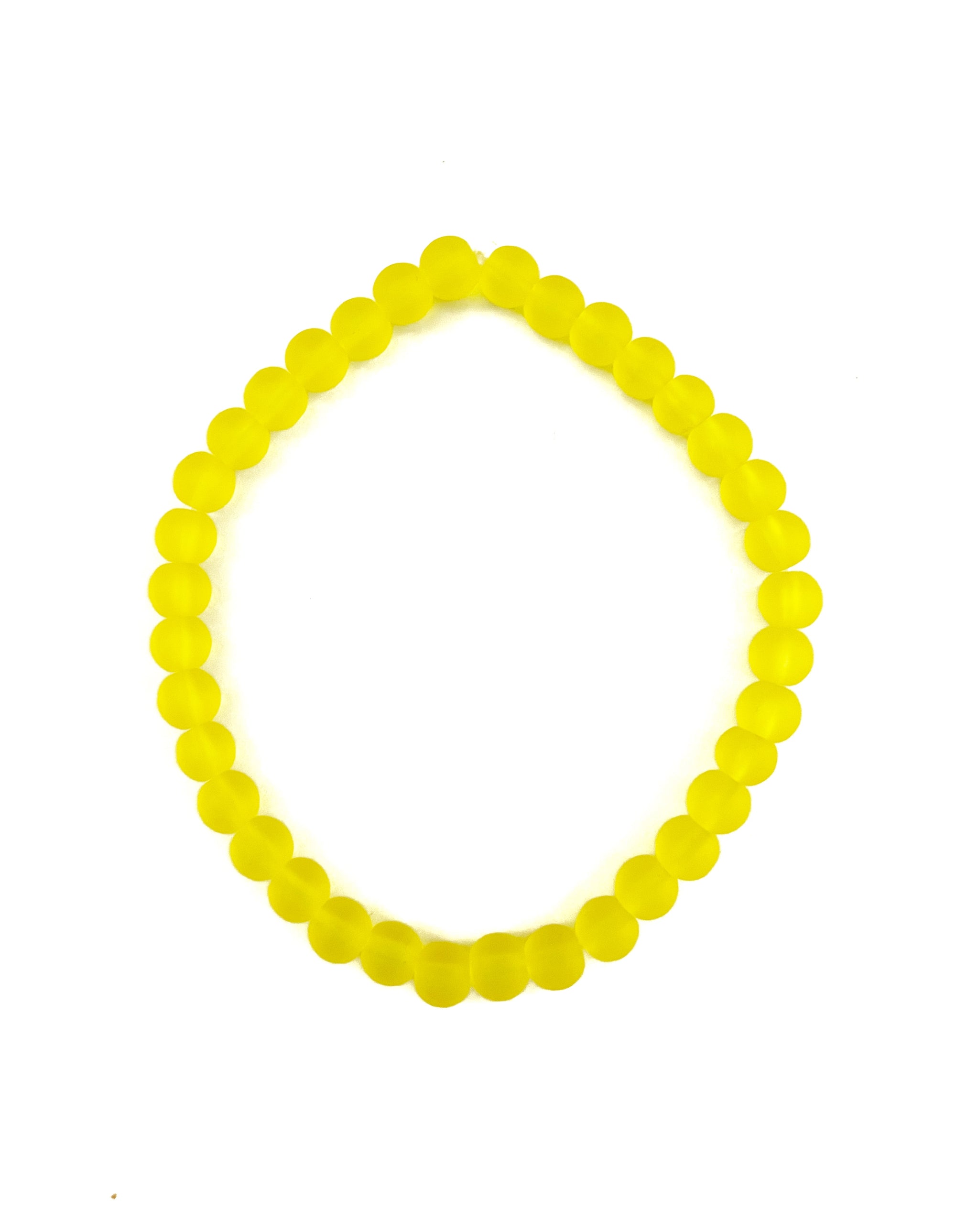 Frosted Sunshine Yellow Glass Stretchy Bracelet