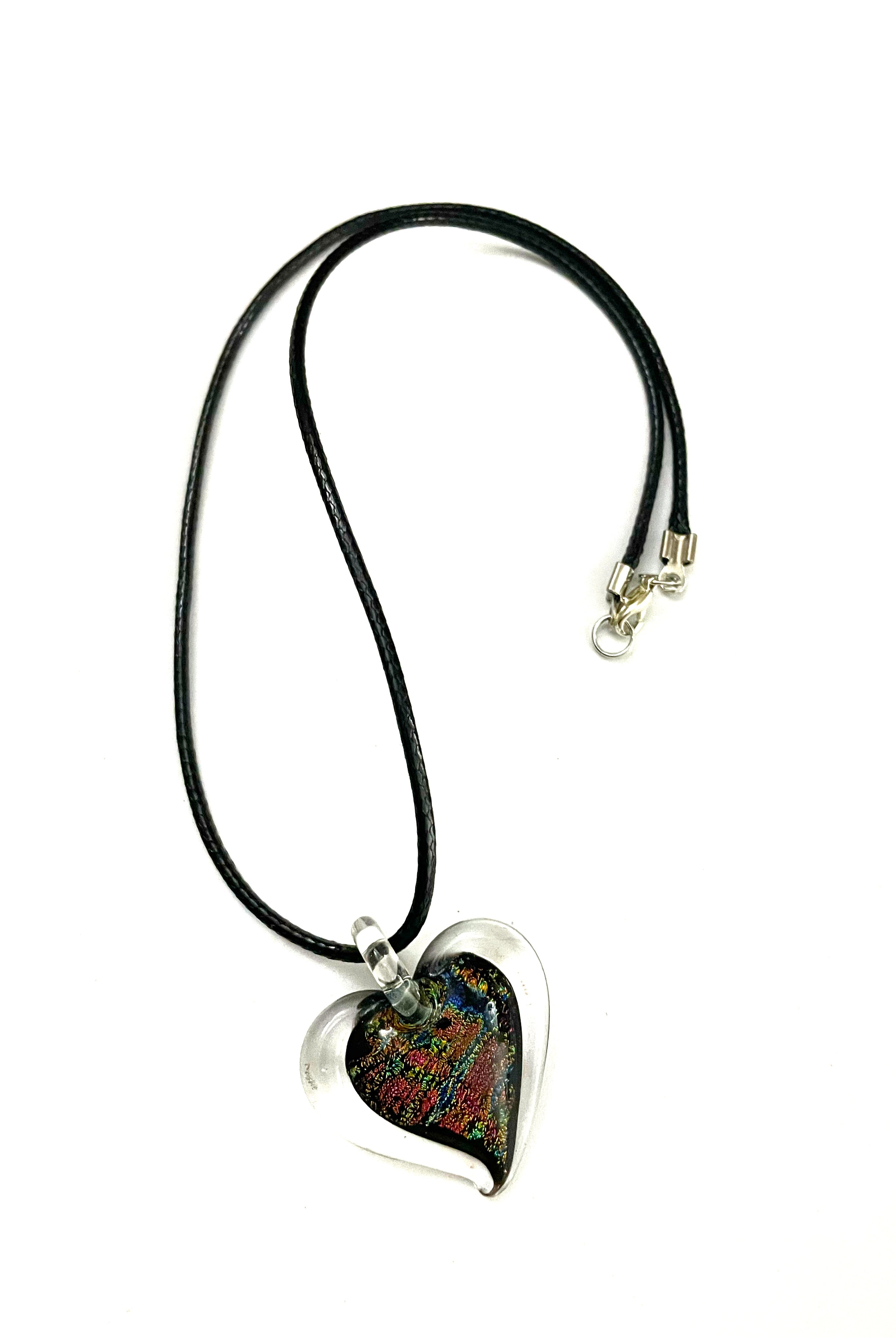 Rainbow Dichroic Heart Necklace