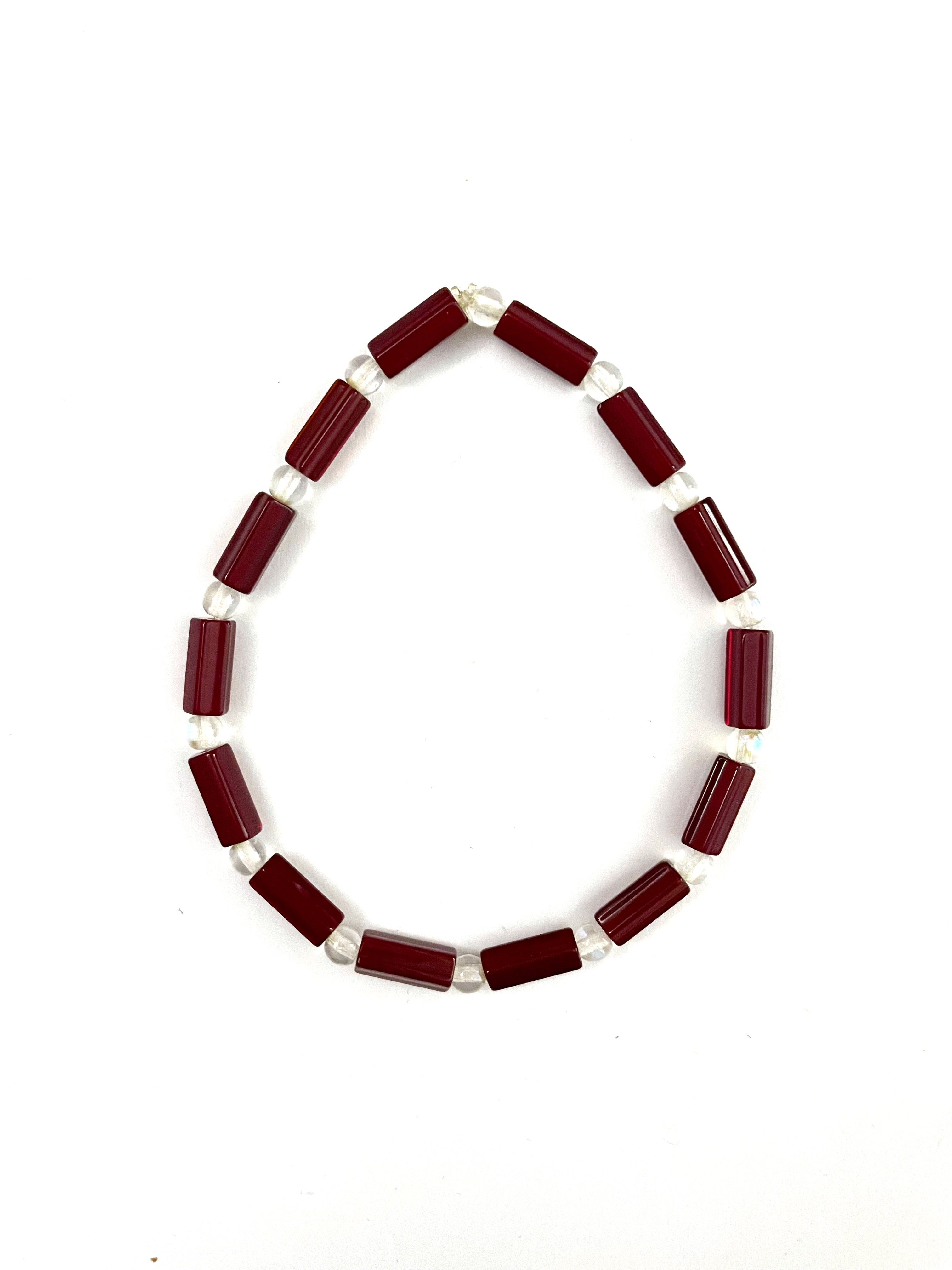 Red Barrel Glass Bead Stretchy Bracelet