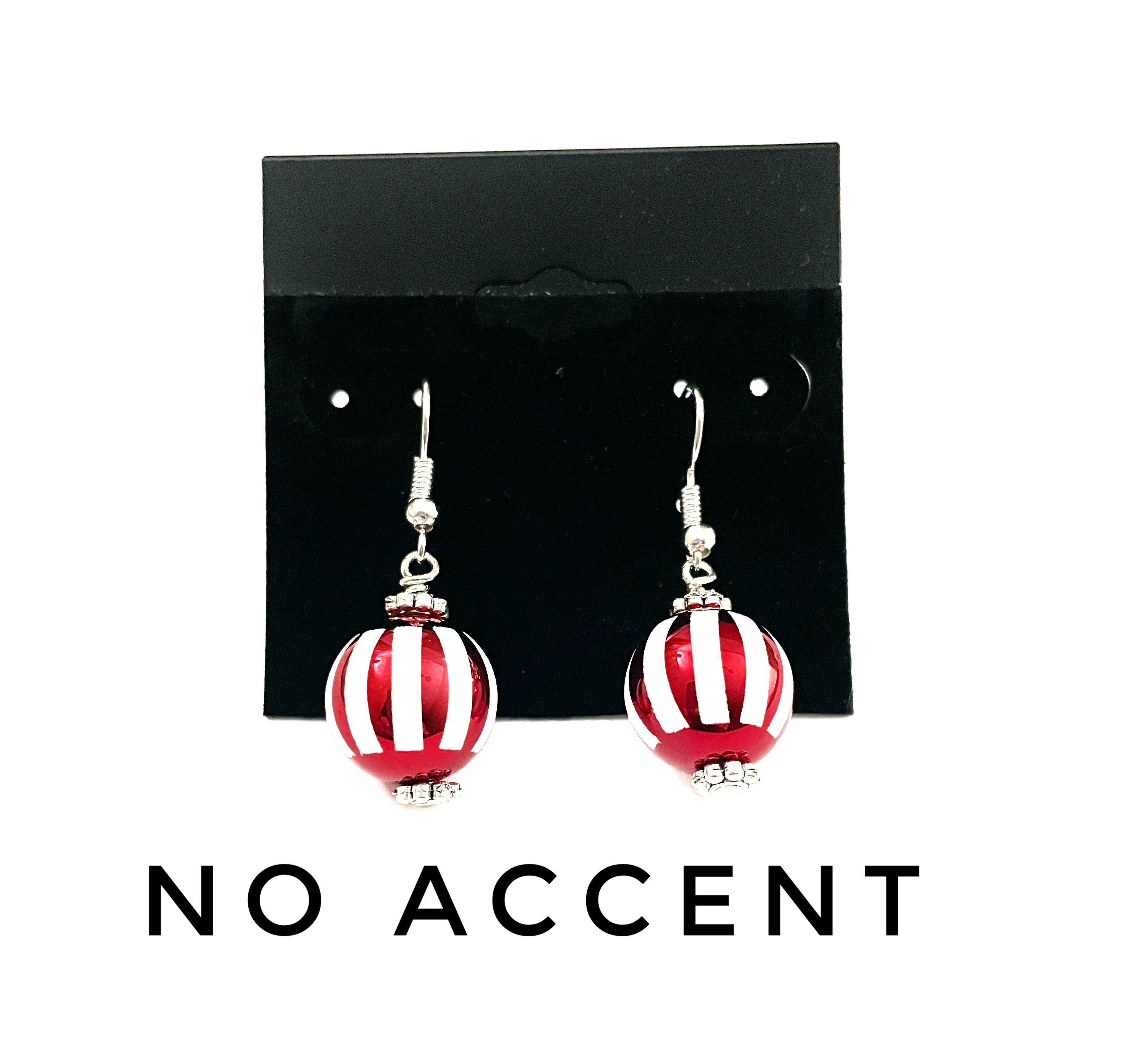 Red and White Christmas Ball Dangle Earrings