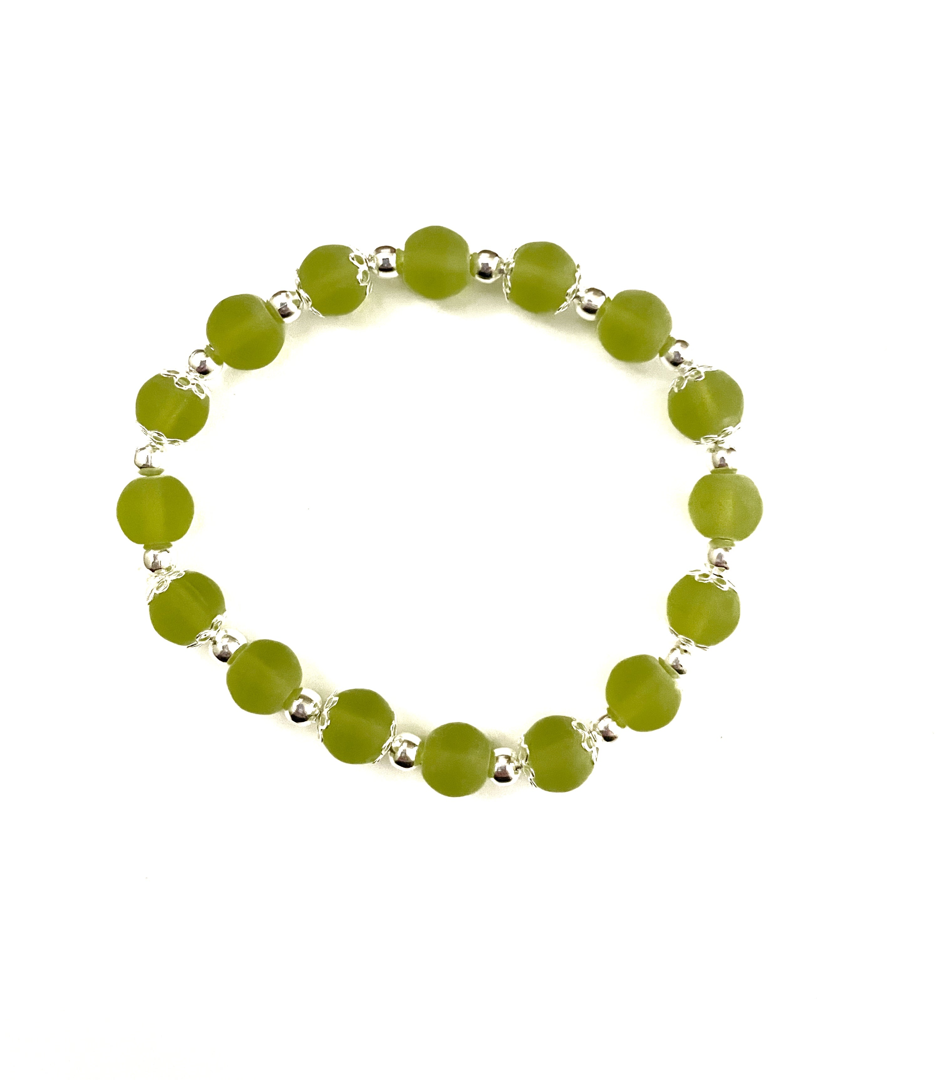 Red and Green Glass Stacked Bracelet and Matching Earrings