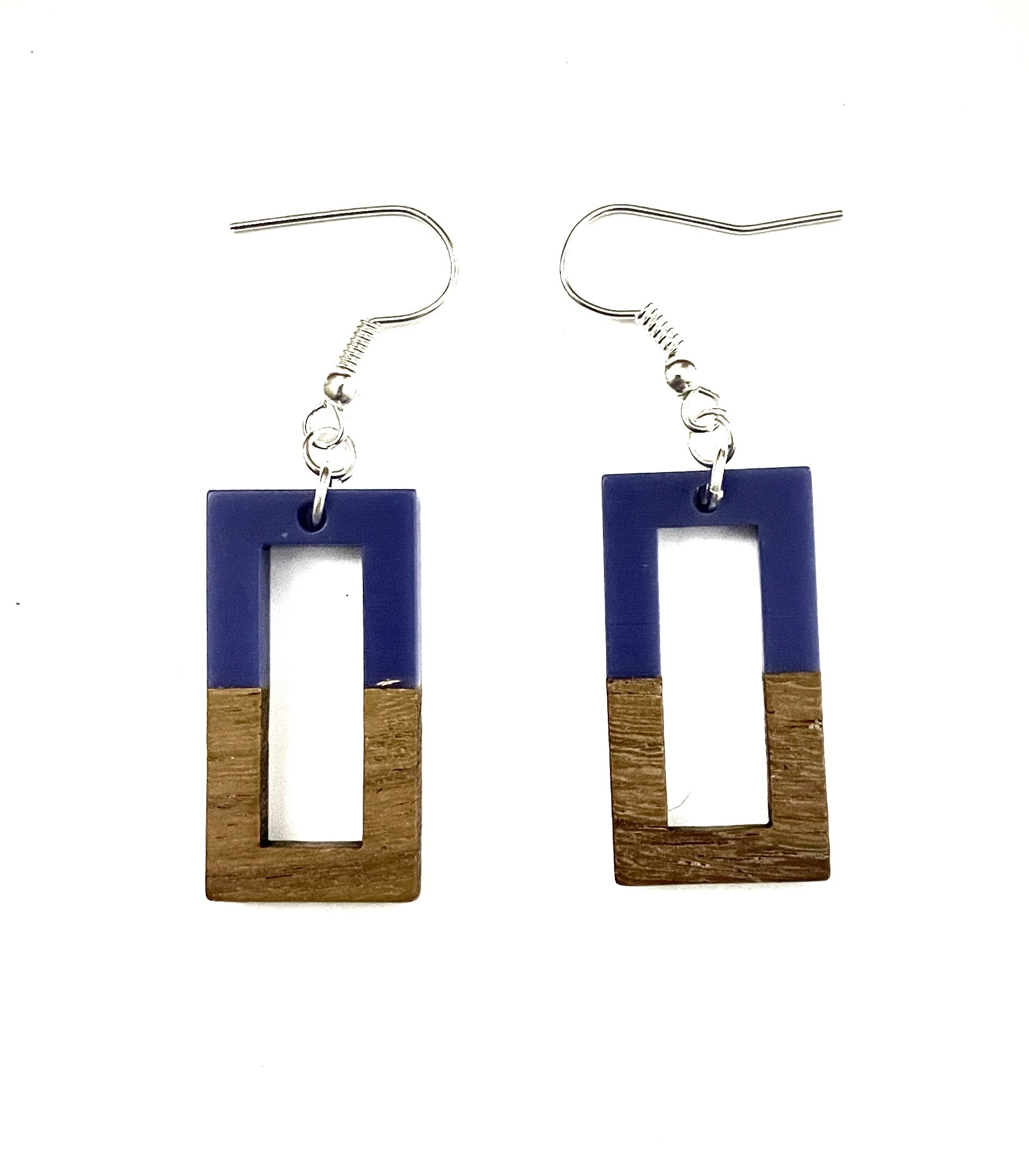 Medium Rectangle Resin & Wood Earrings