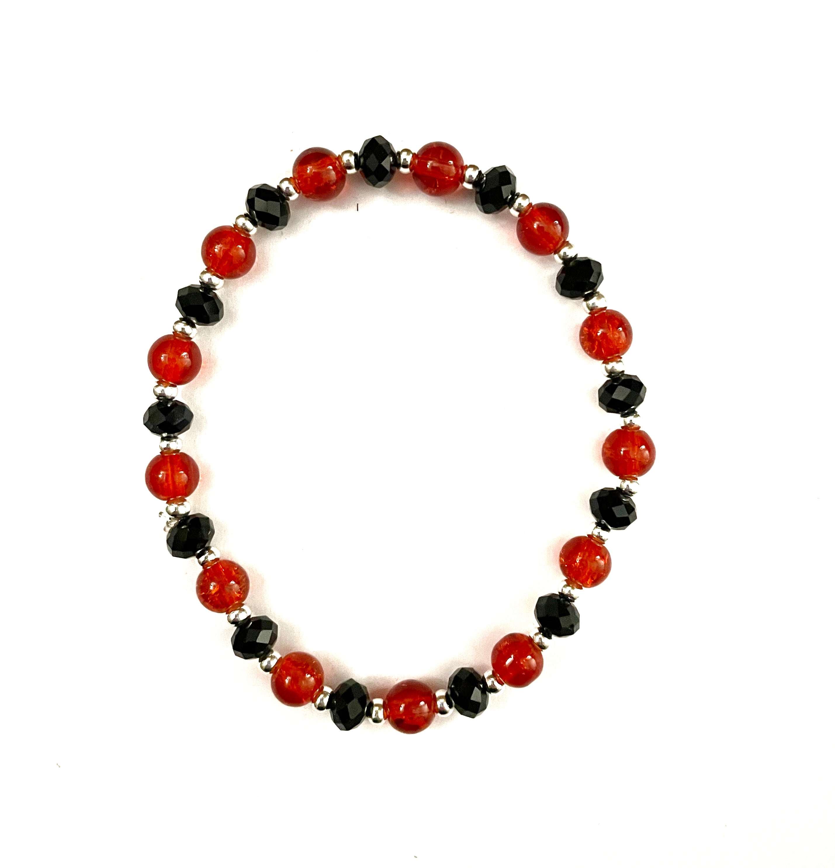 Red Glass Bead Stretchy Bracelet