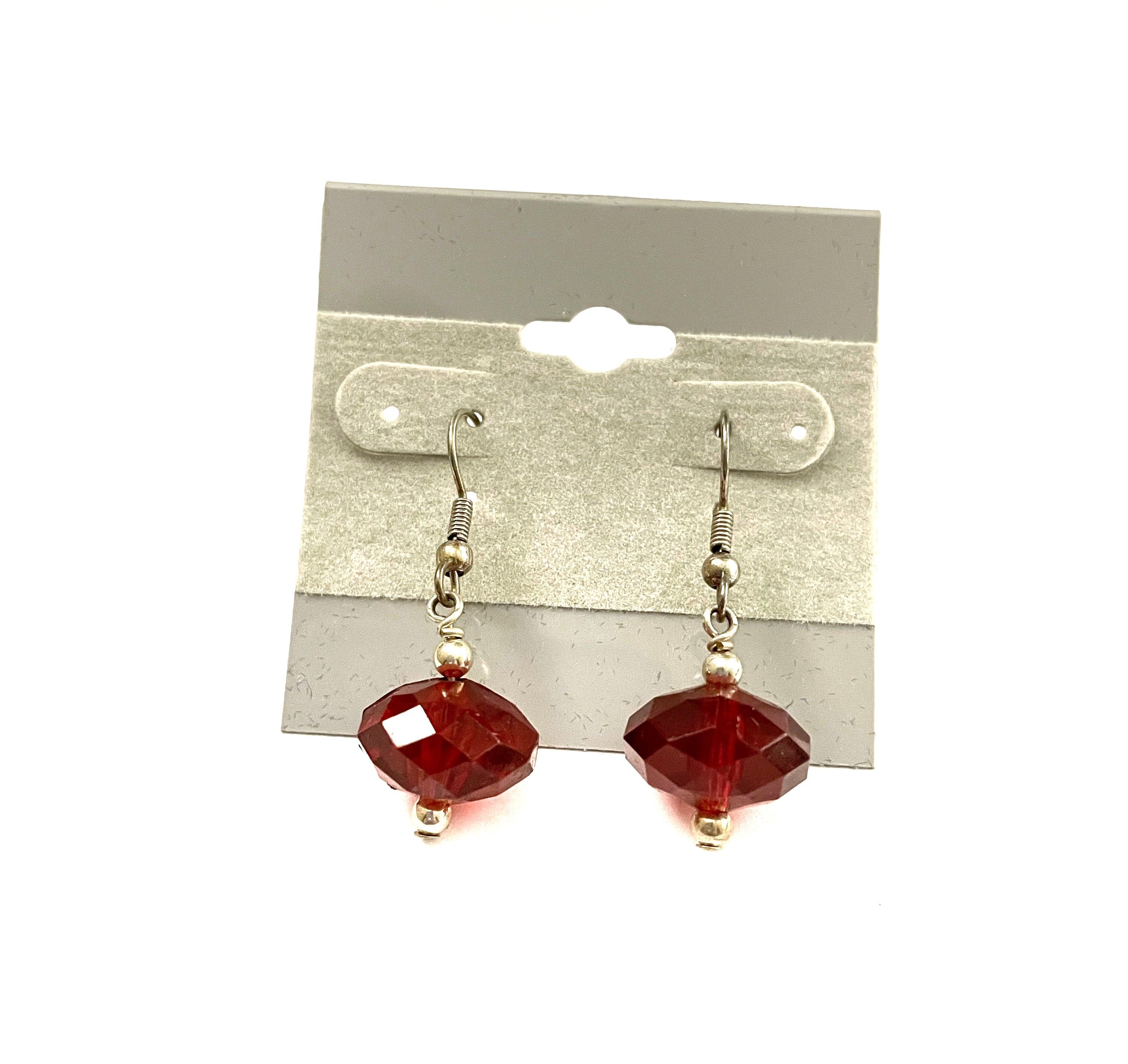 Burgundy Glass Earrings