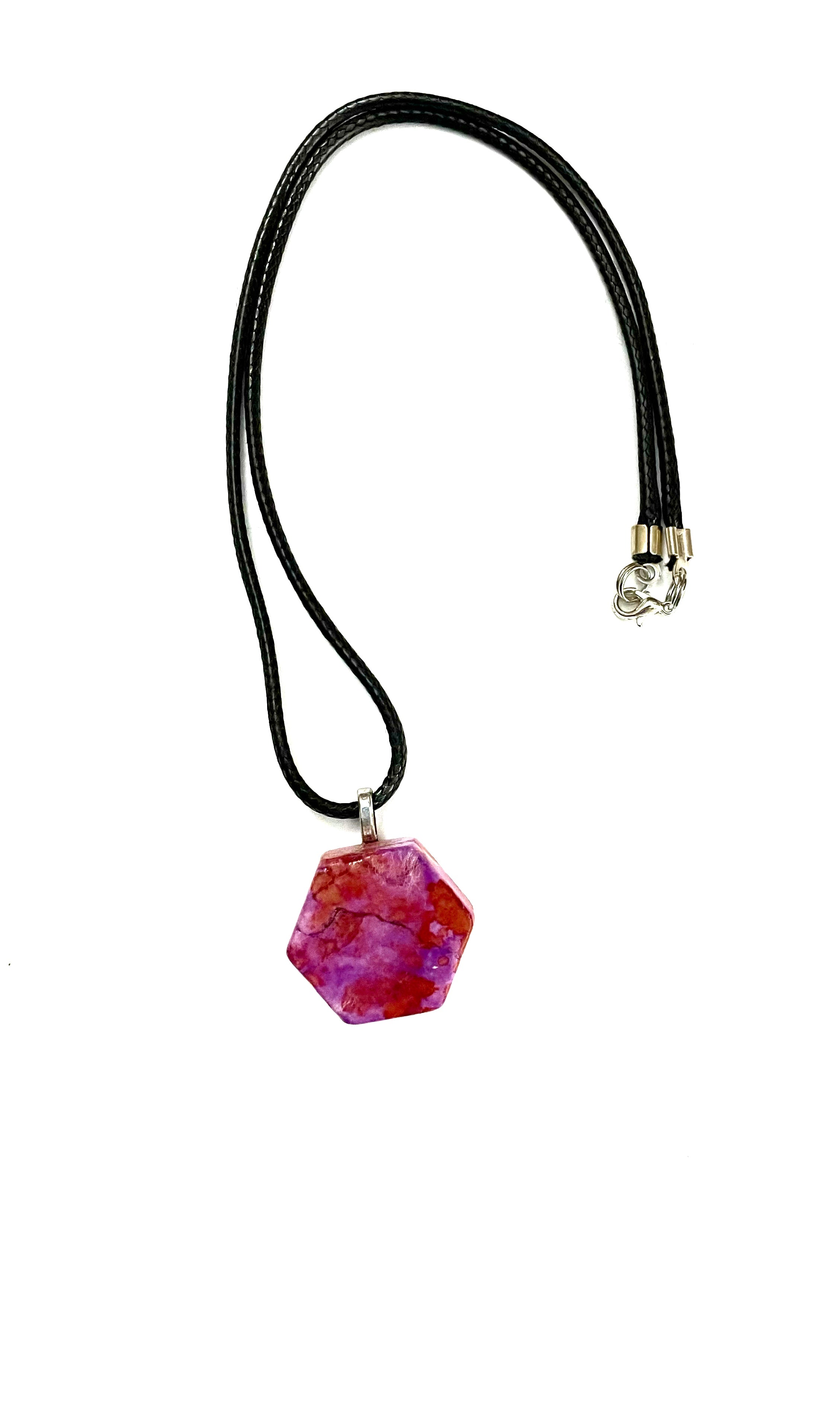 Purple and Orange Hexagon Tile Necklace