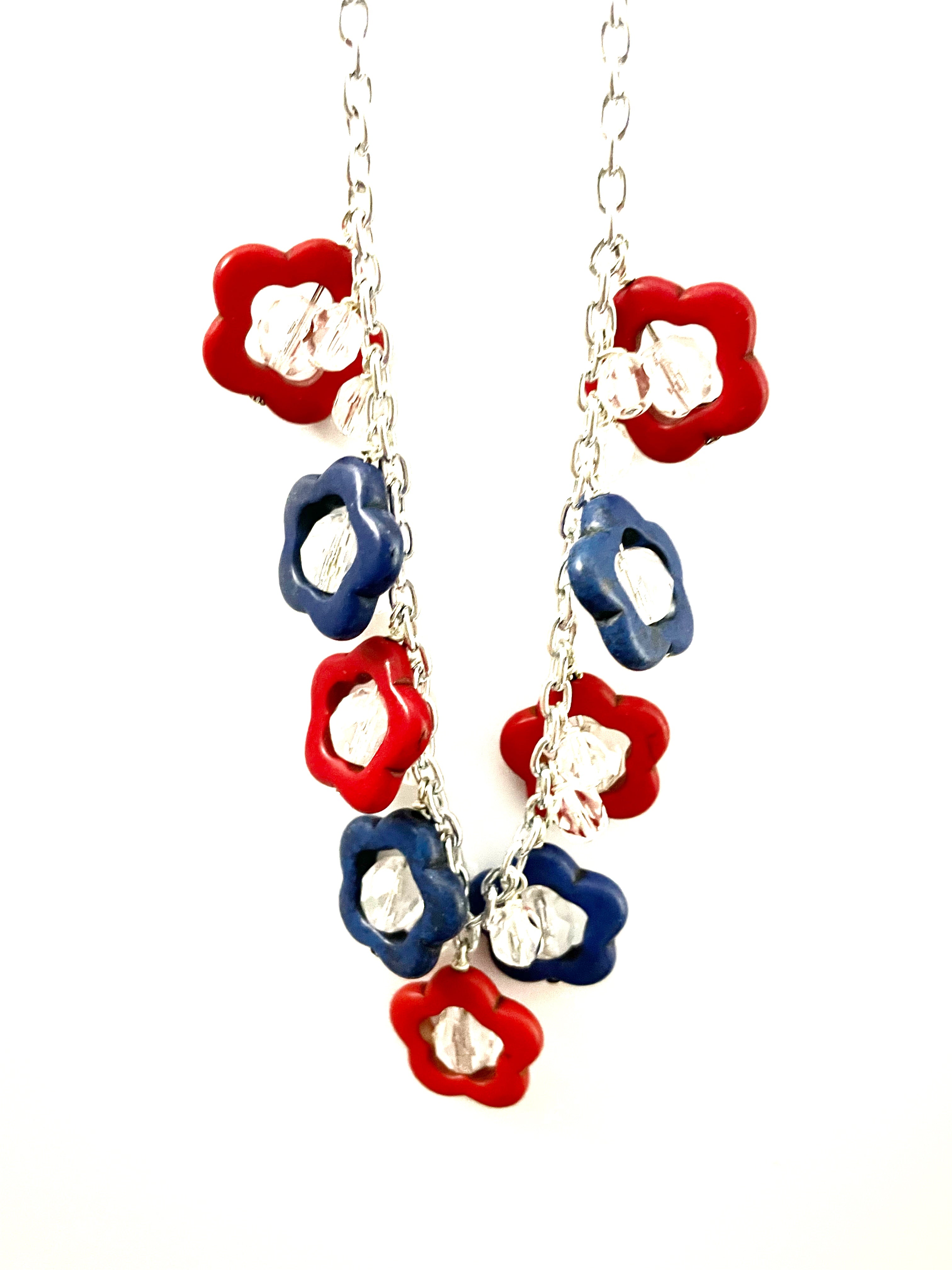 Red and Blue Flower Necklace