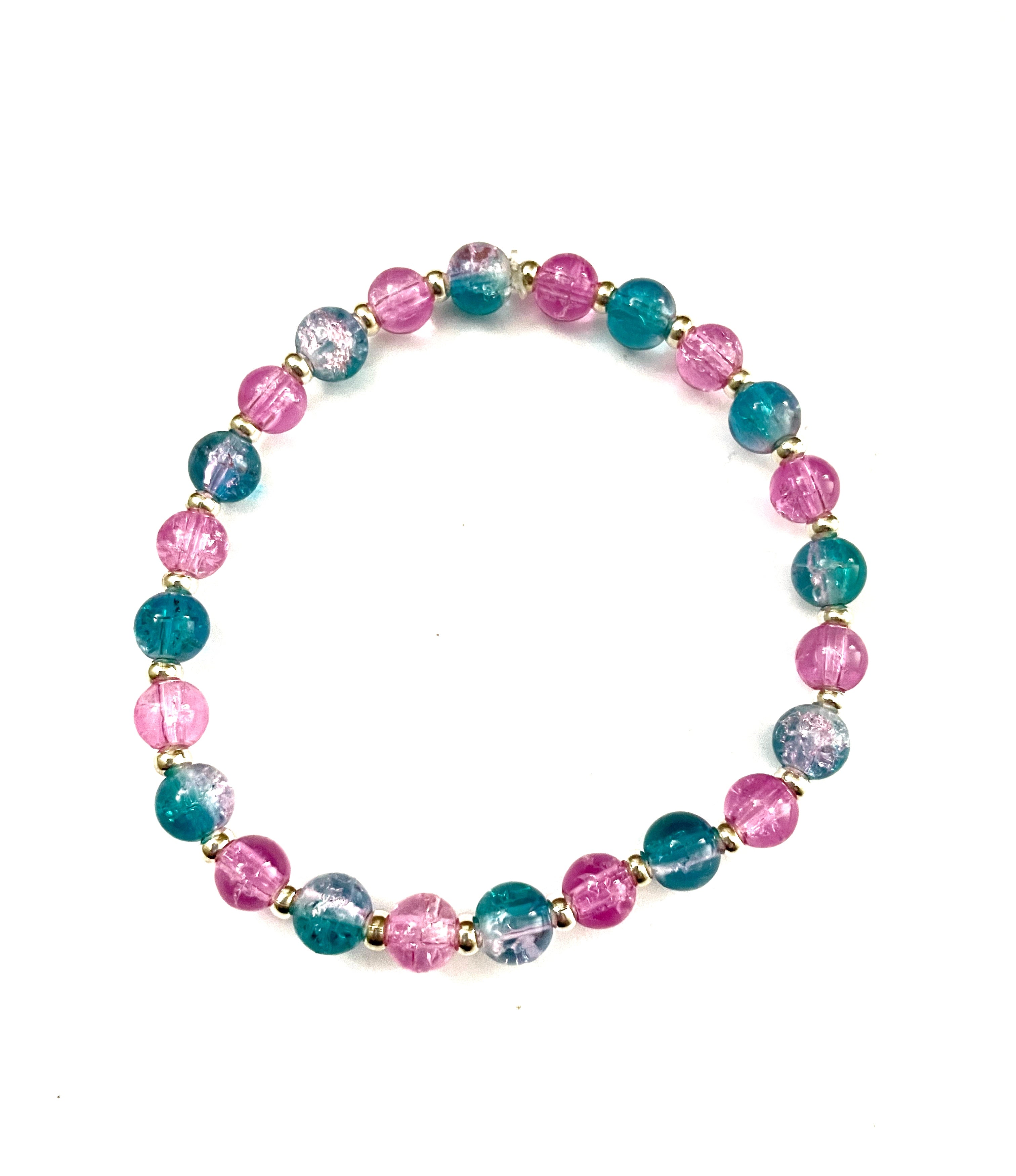 Pink and Teal Stretchy Bracelet