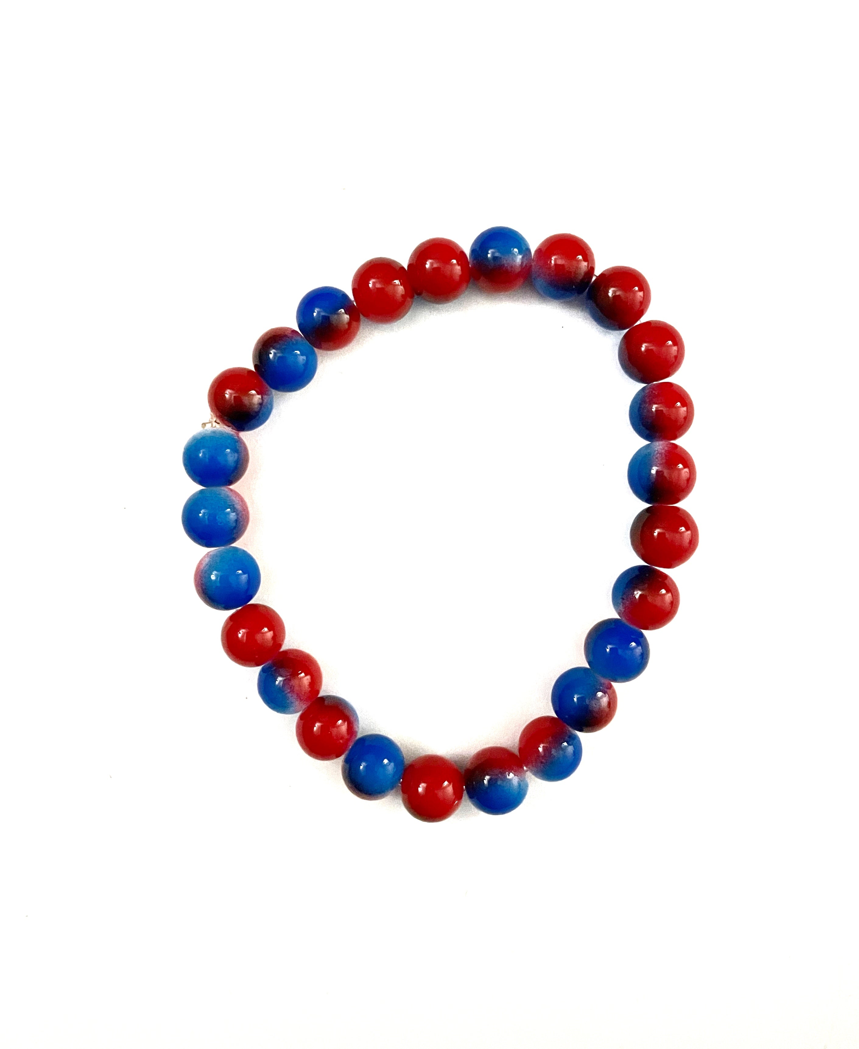 Red and Blue Glass Stretchy Bracelet