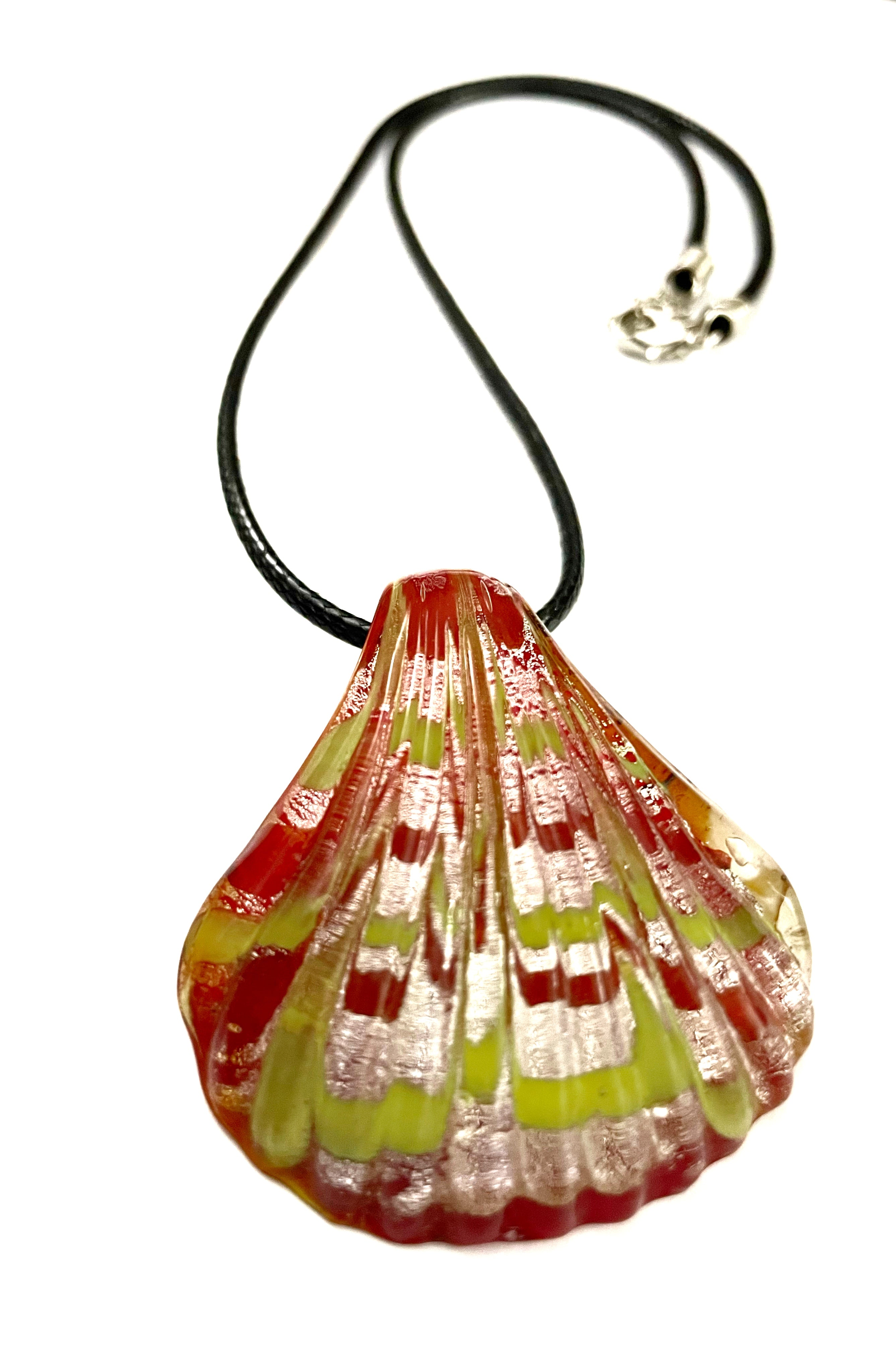 Red and Yellow Shell Glass Necklace