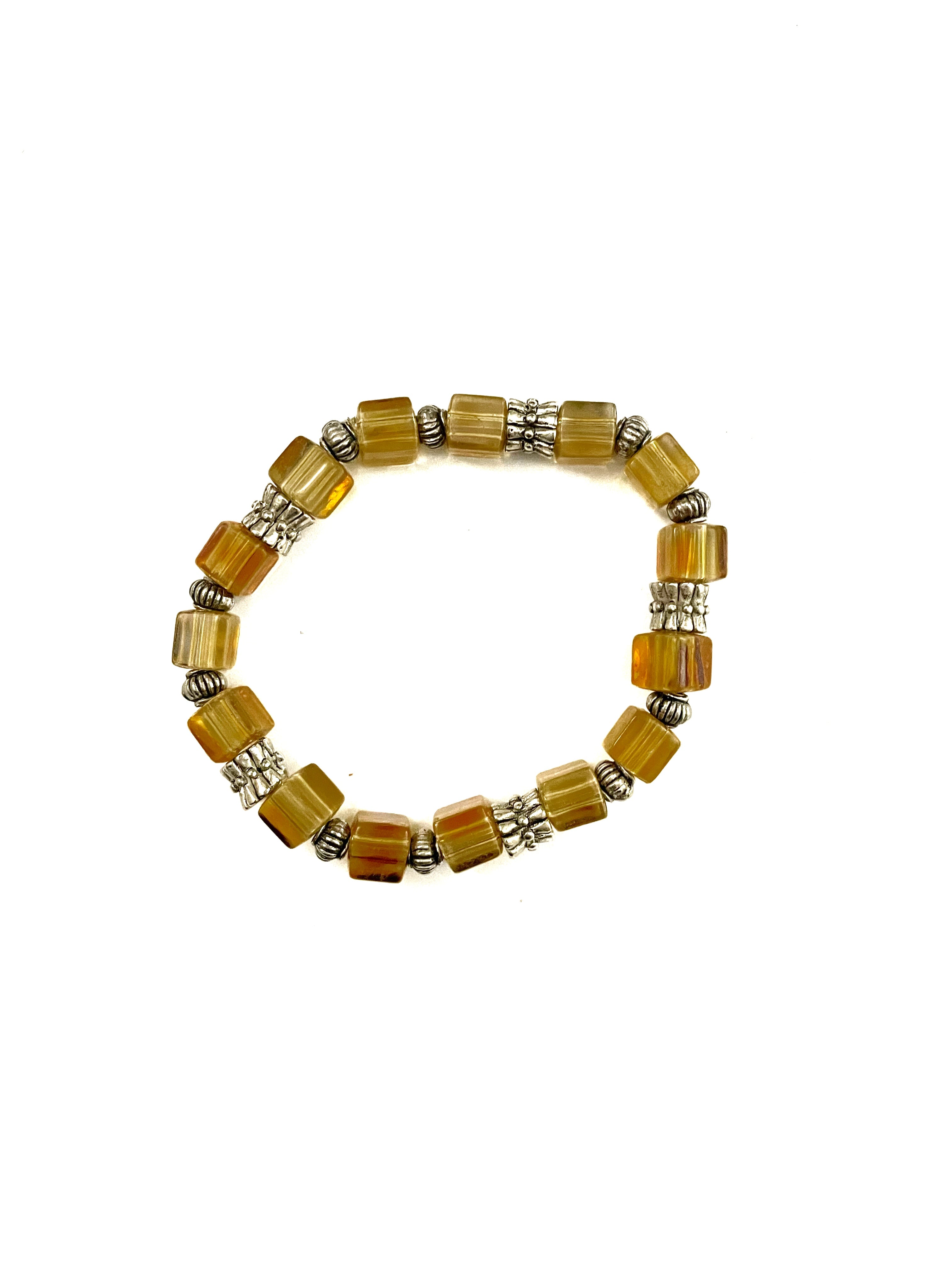 Amber Acrylic Cube Stretchy Bracelet