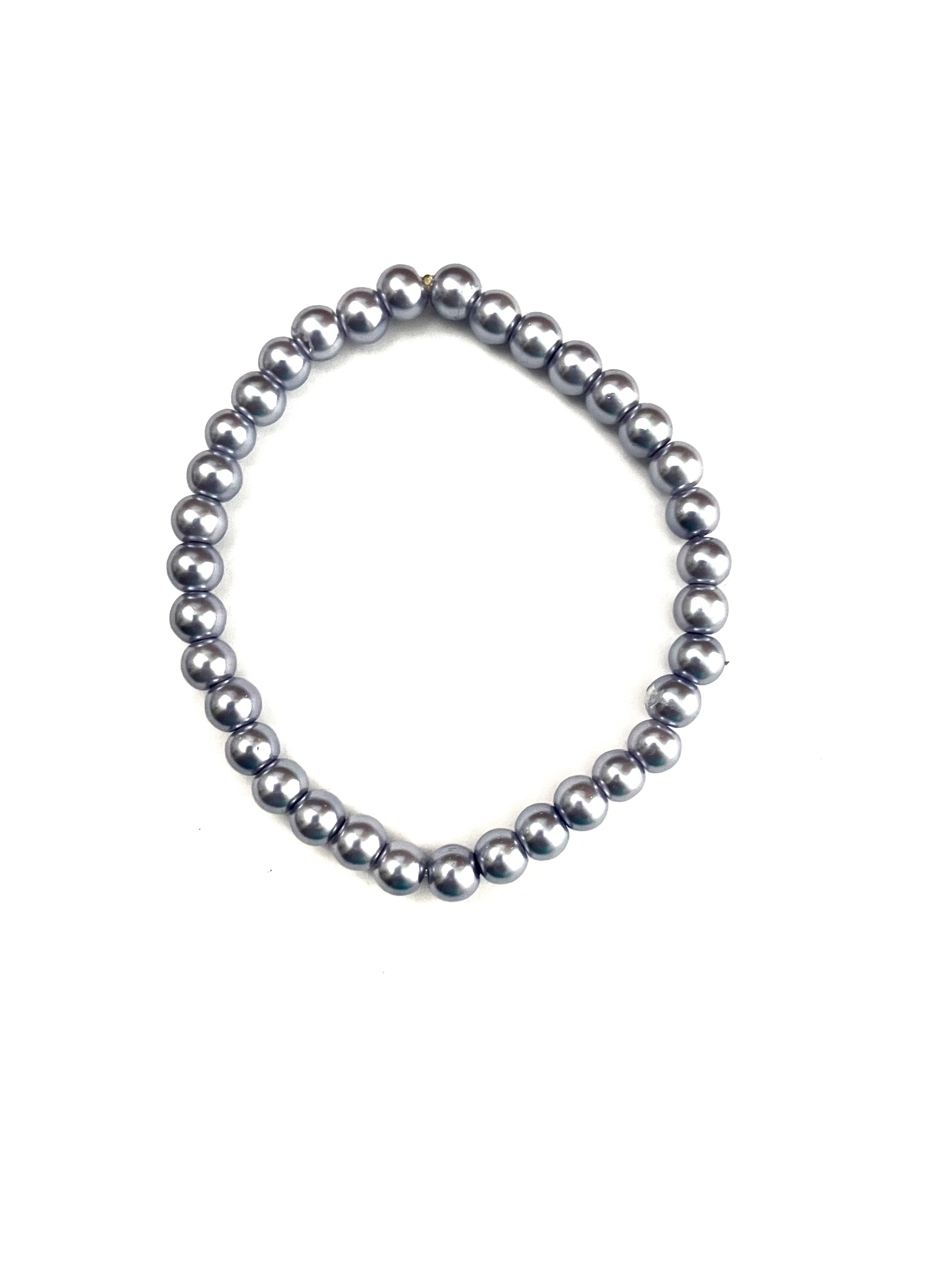 Blue Purple Glass Pearl Stretchy Bracelet
